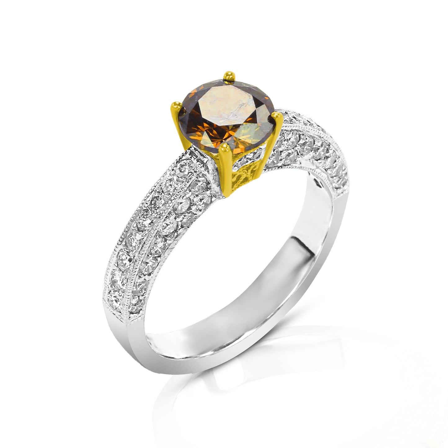 Solara Pavé Yellow Diamond Ring