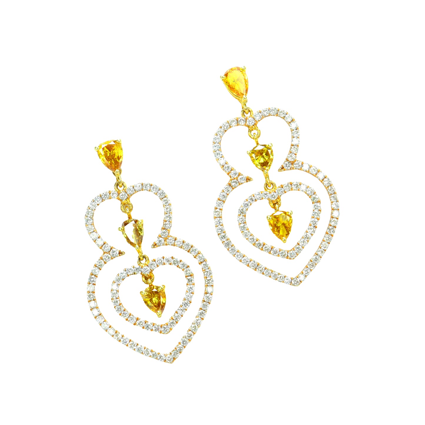 Solana Heart Cascade Diamond Earrings