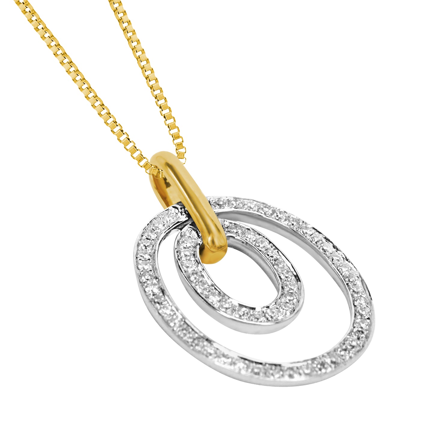 Theodora Diamond Encrusted Pendant in 18K White & Pure Gold