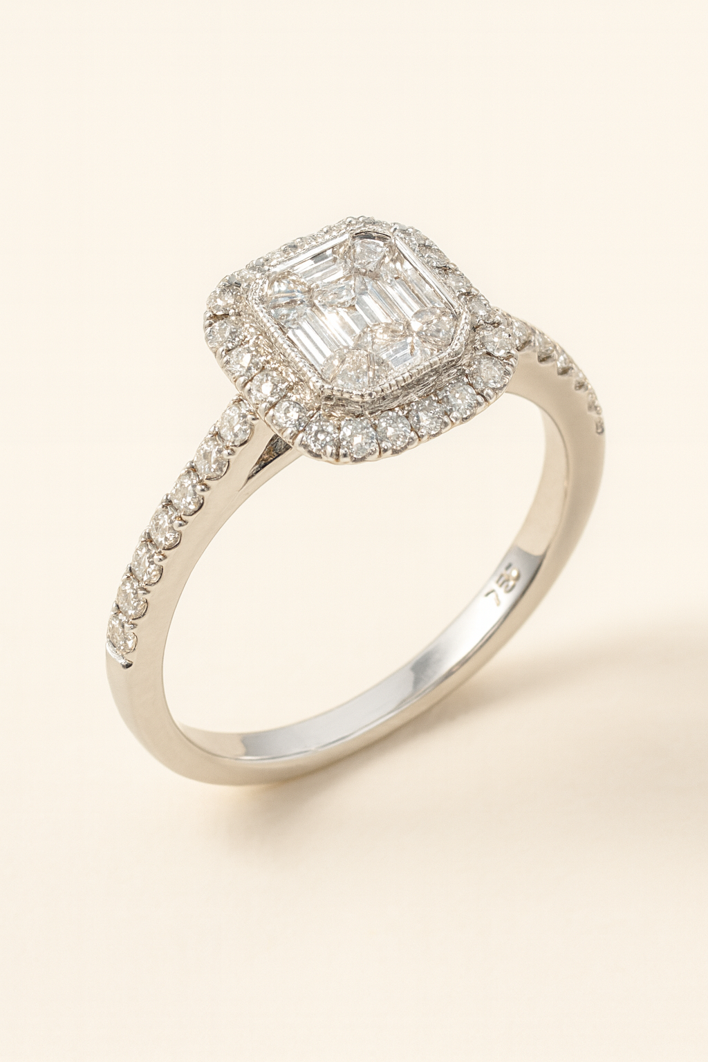 Paris Radiant Halo Diamond Ring
