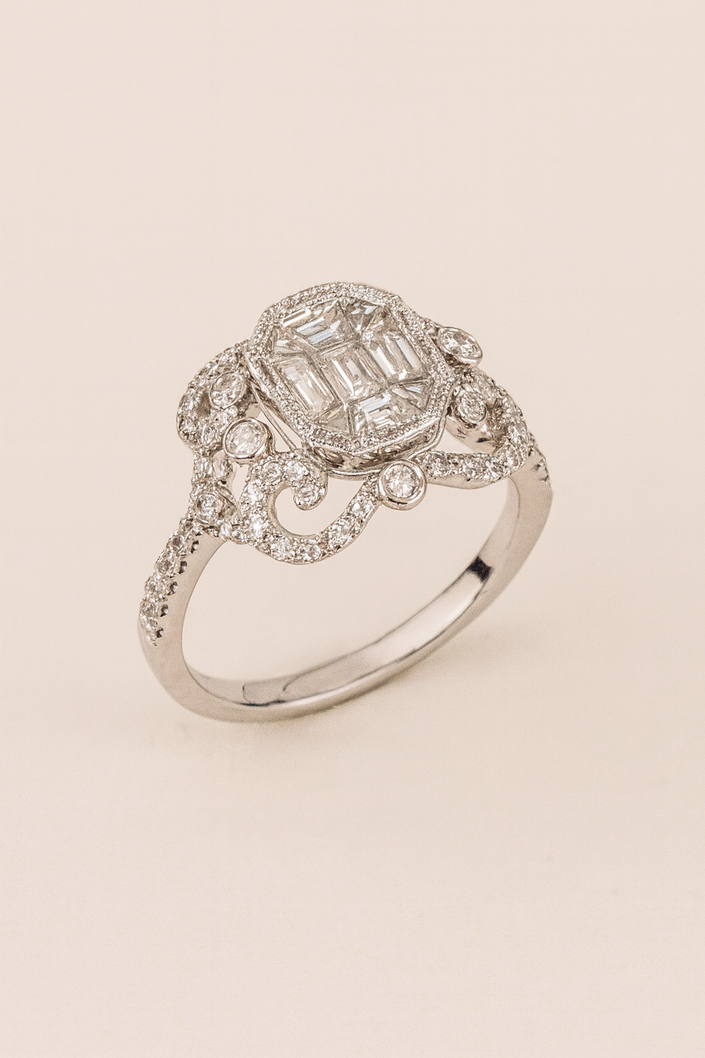 Quinn Vintage Scrollwork Diamond Ring