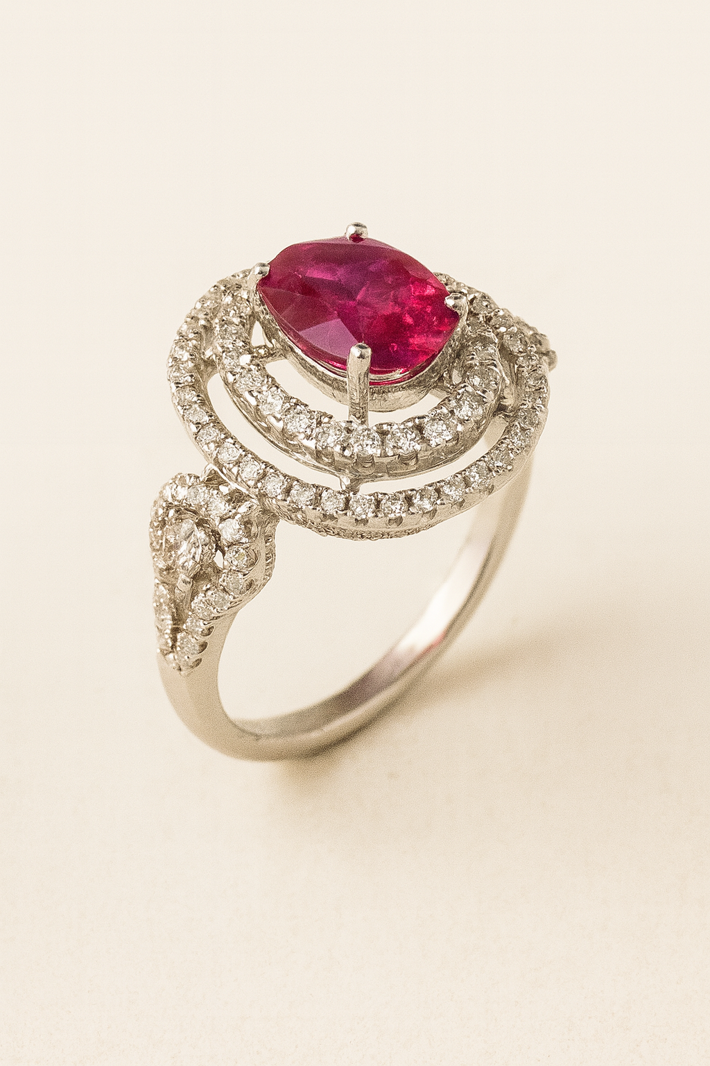 Aubrey Radiant Ruby Halo Ring