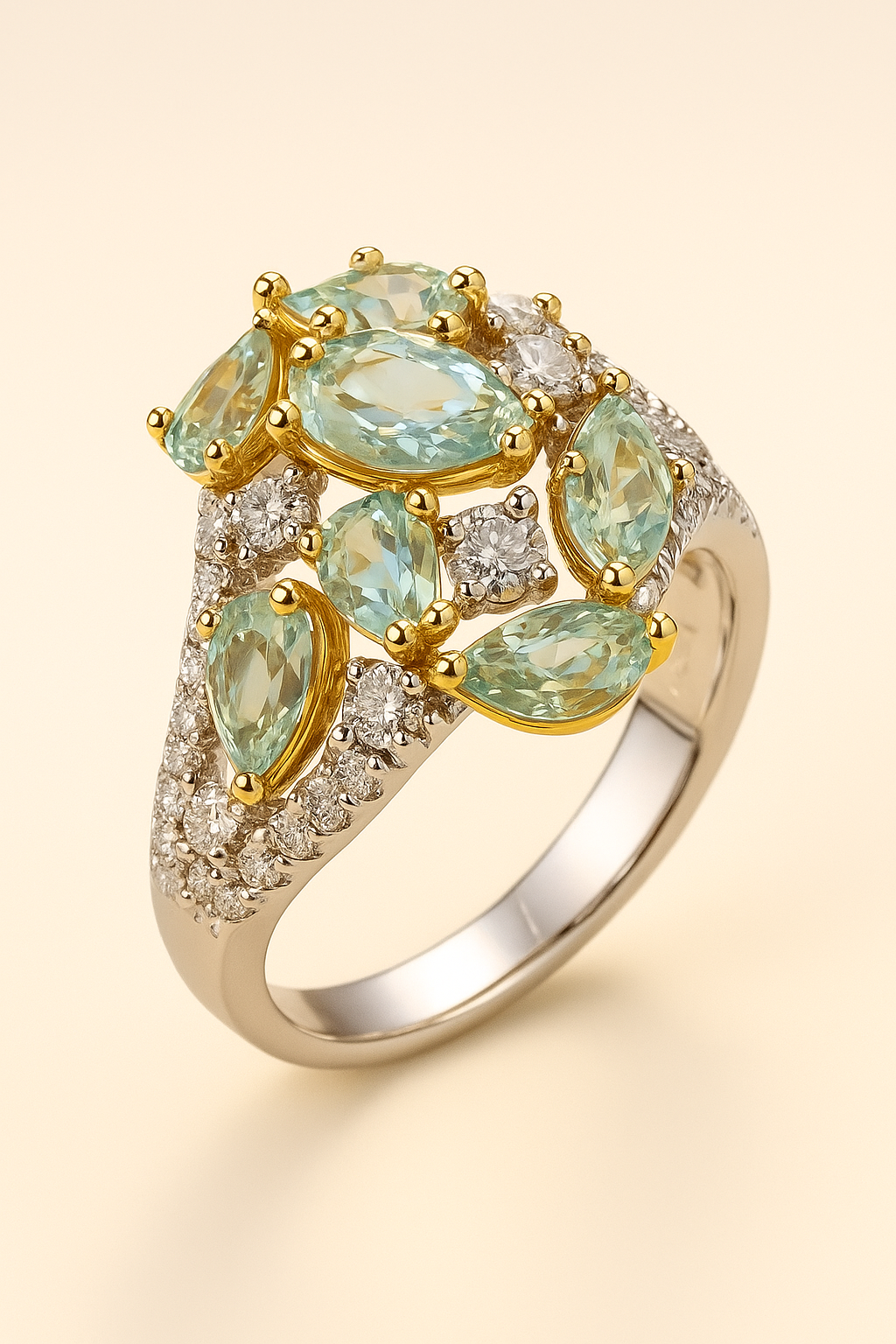 Elisia Aquamarine Bloom Diamond Ring