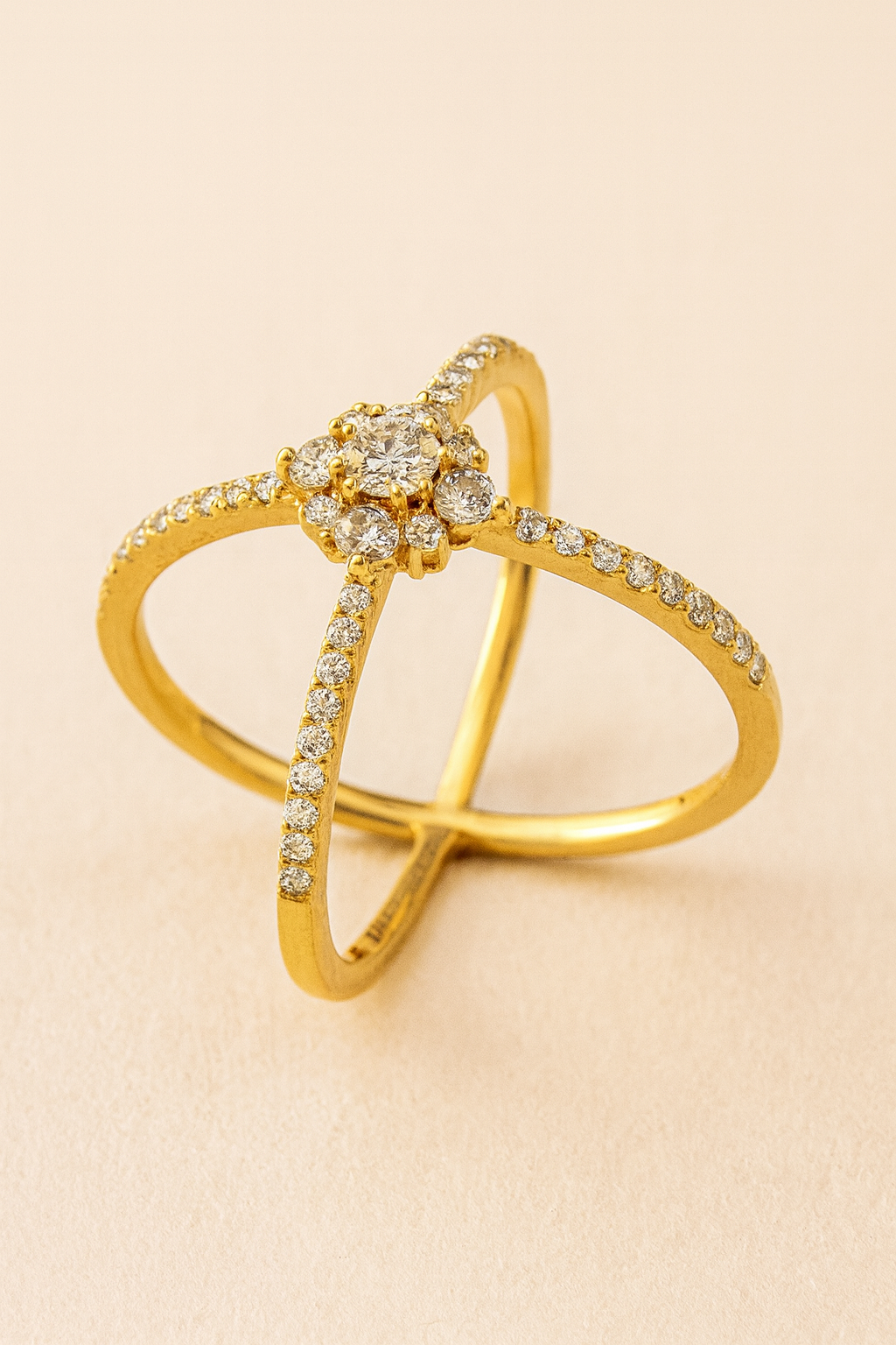 Aster Diamond Intercross Cross Ring