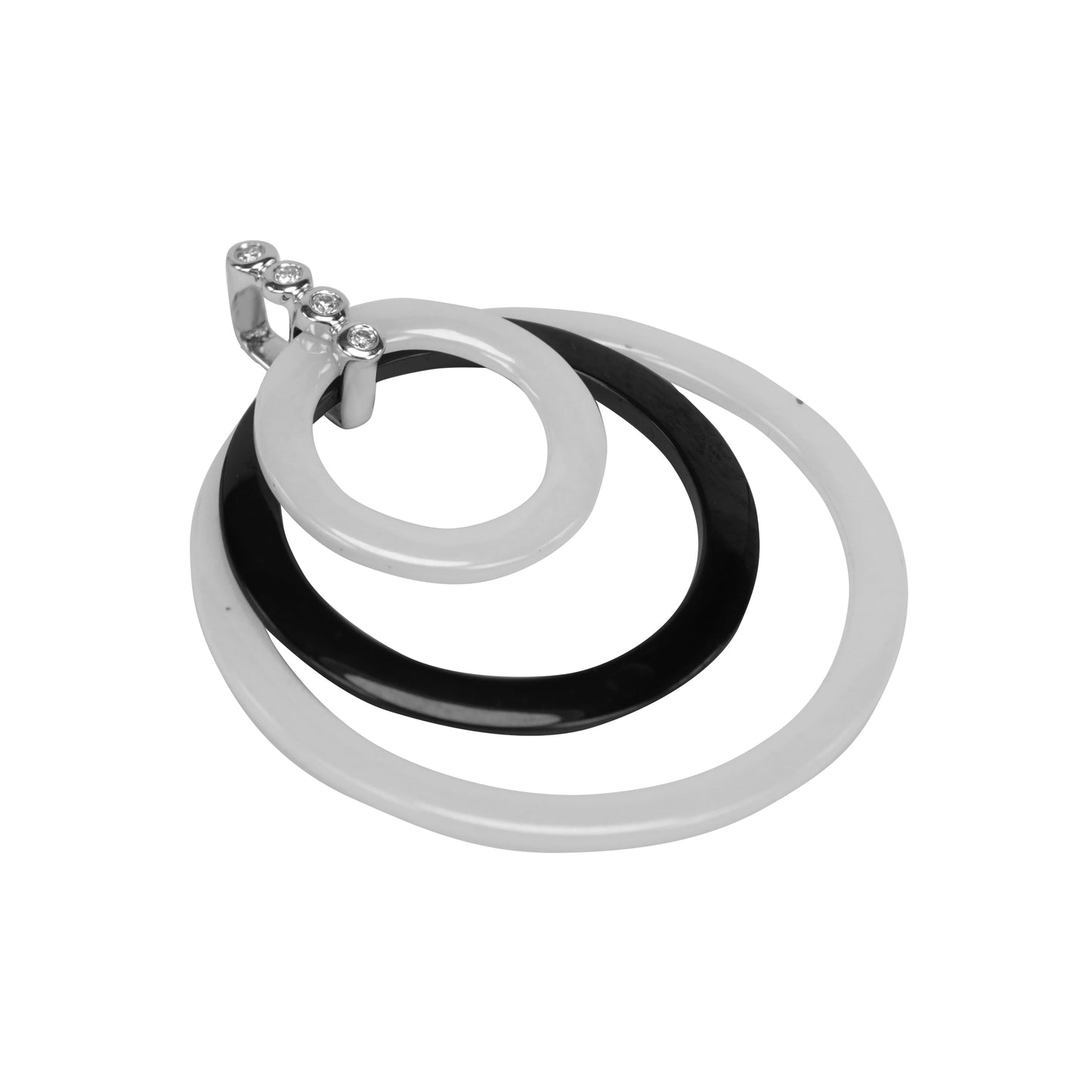 Alice White Gold Diamond Pendant with Ceramic Rings