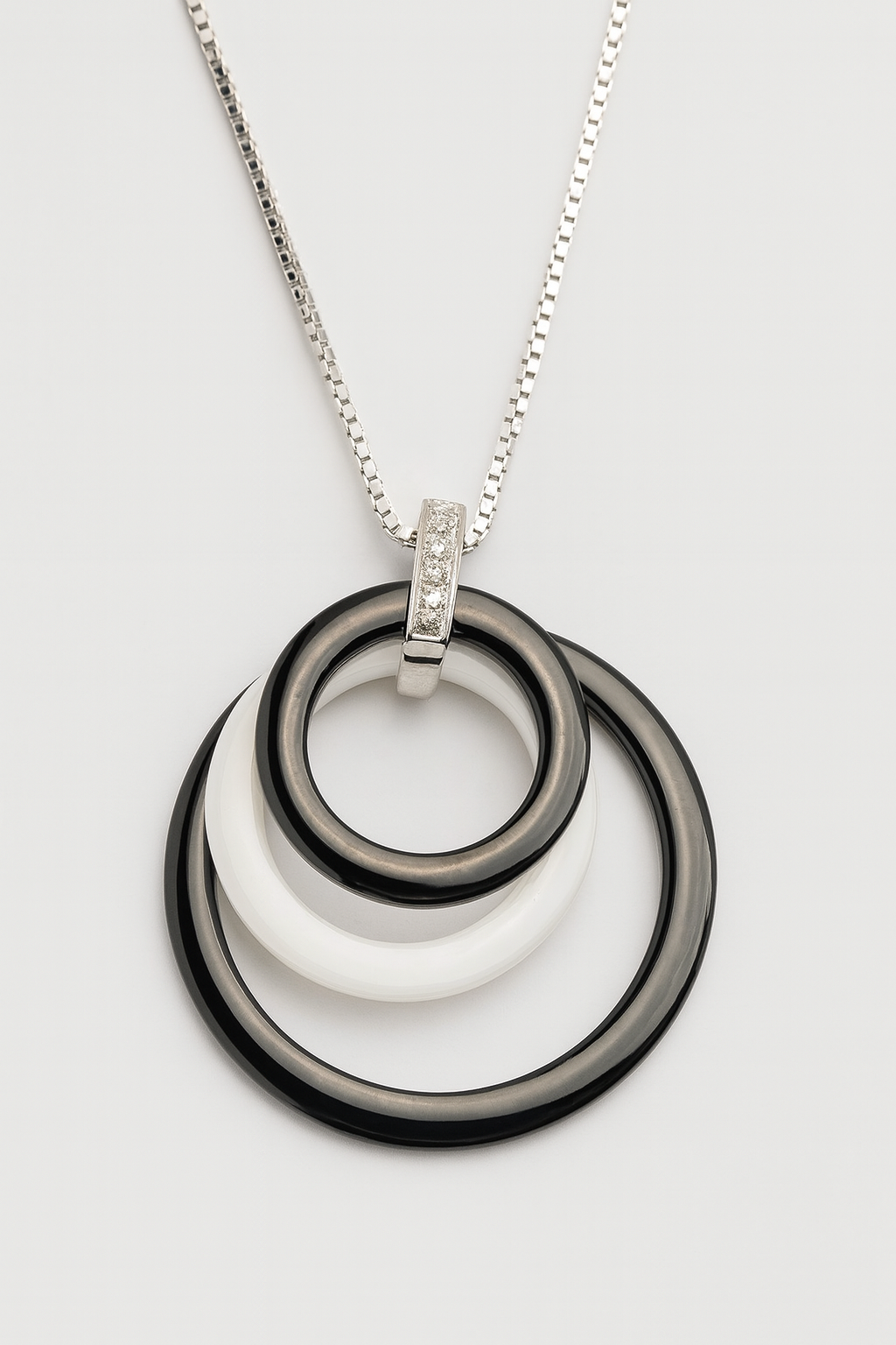 Althea White Gold Diamond Pendant with Ceramic Rings