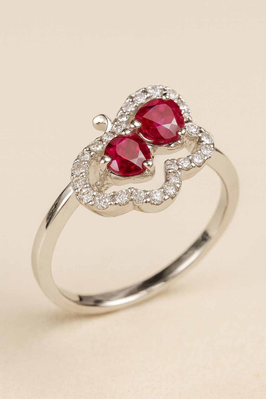 Amoure 18K White Gold Ruby & Diamond Ring