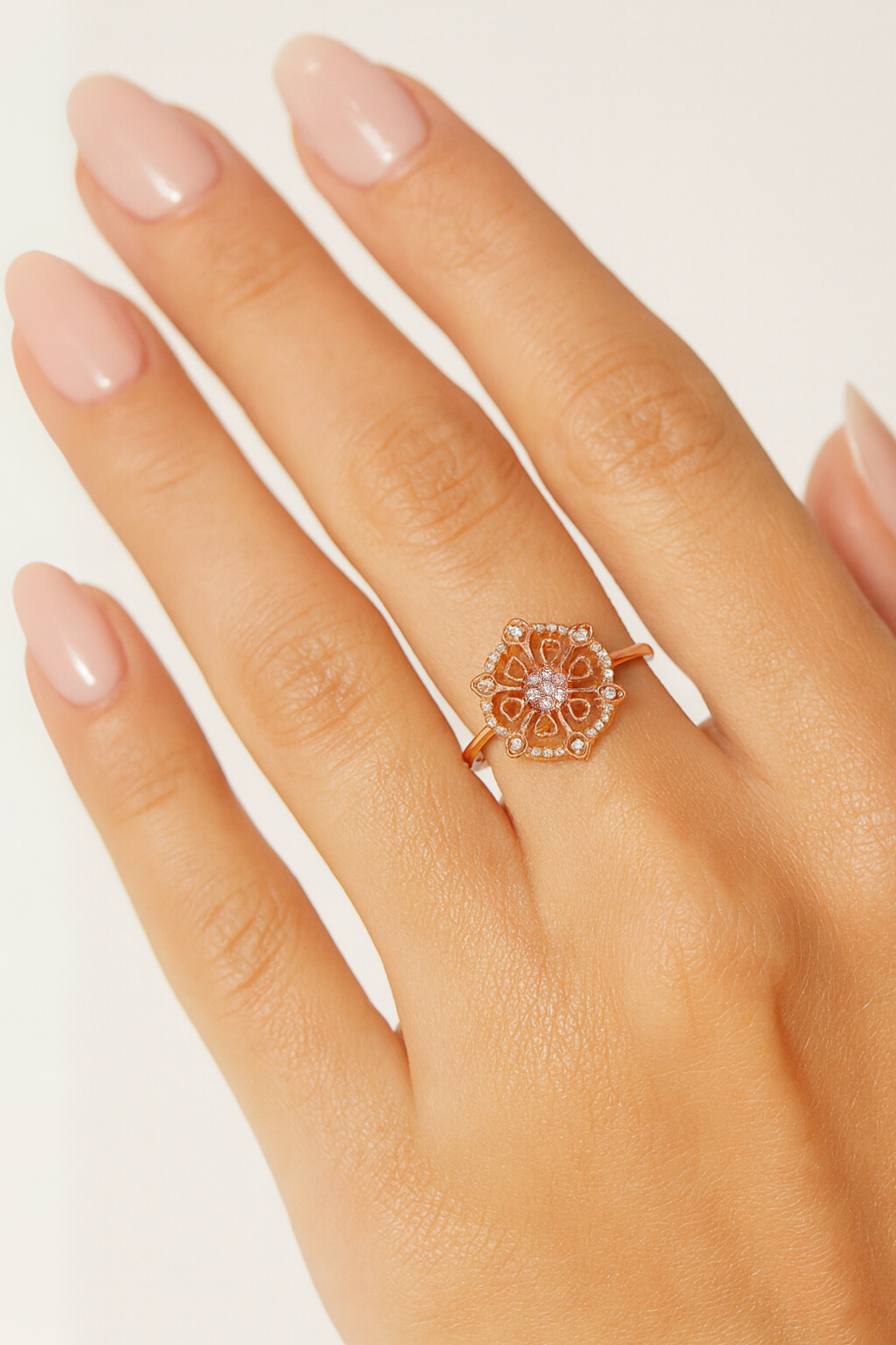 Anastasia Diamond Adorned Ring in 18K Rose Gold