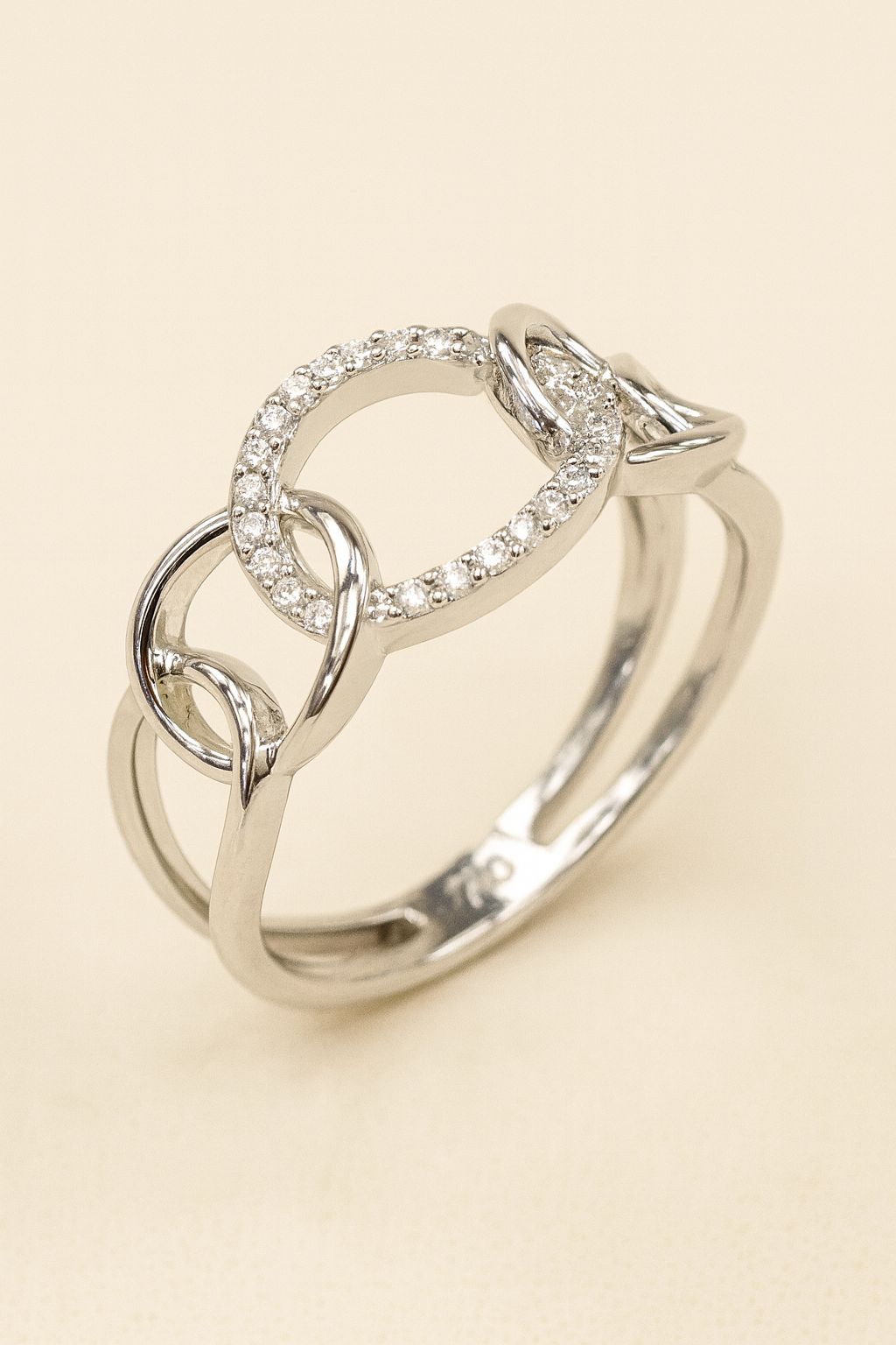 Angelica Link Design 18K White Gold Diamond Encrusted Ring