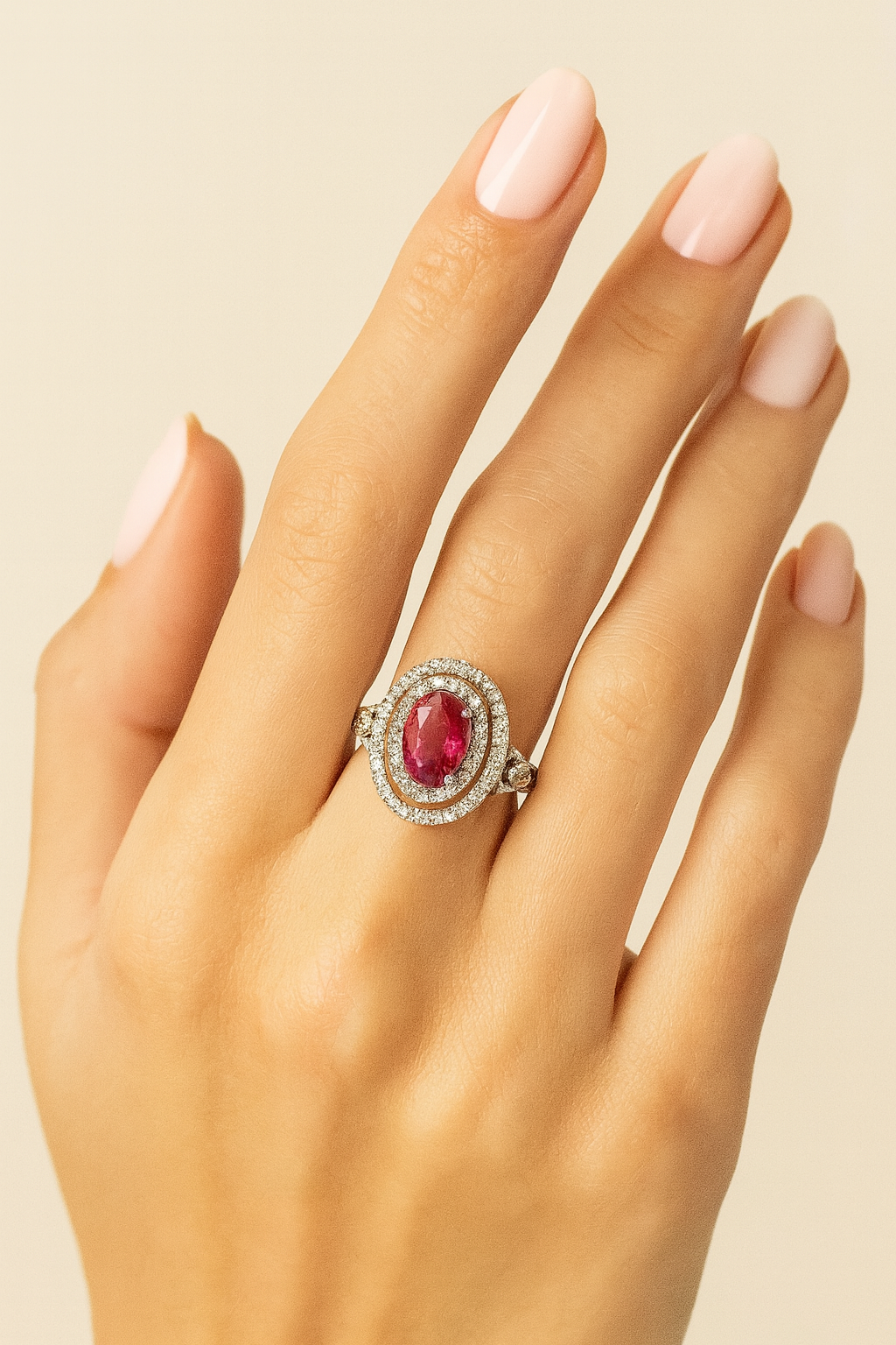 Aubrey Radiant Ruby Halo Ring