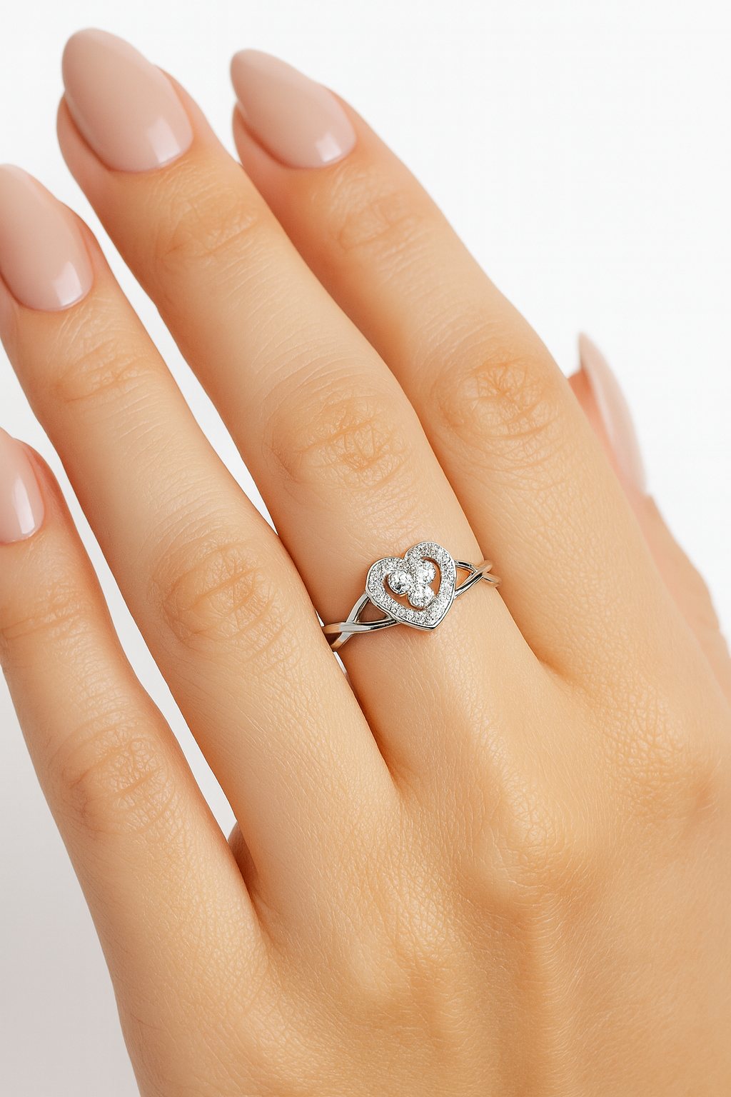 Augusta Heart- Shaped 18K White Gold Diamond Ring