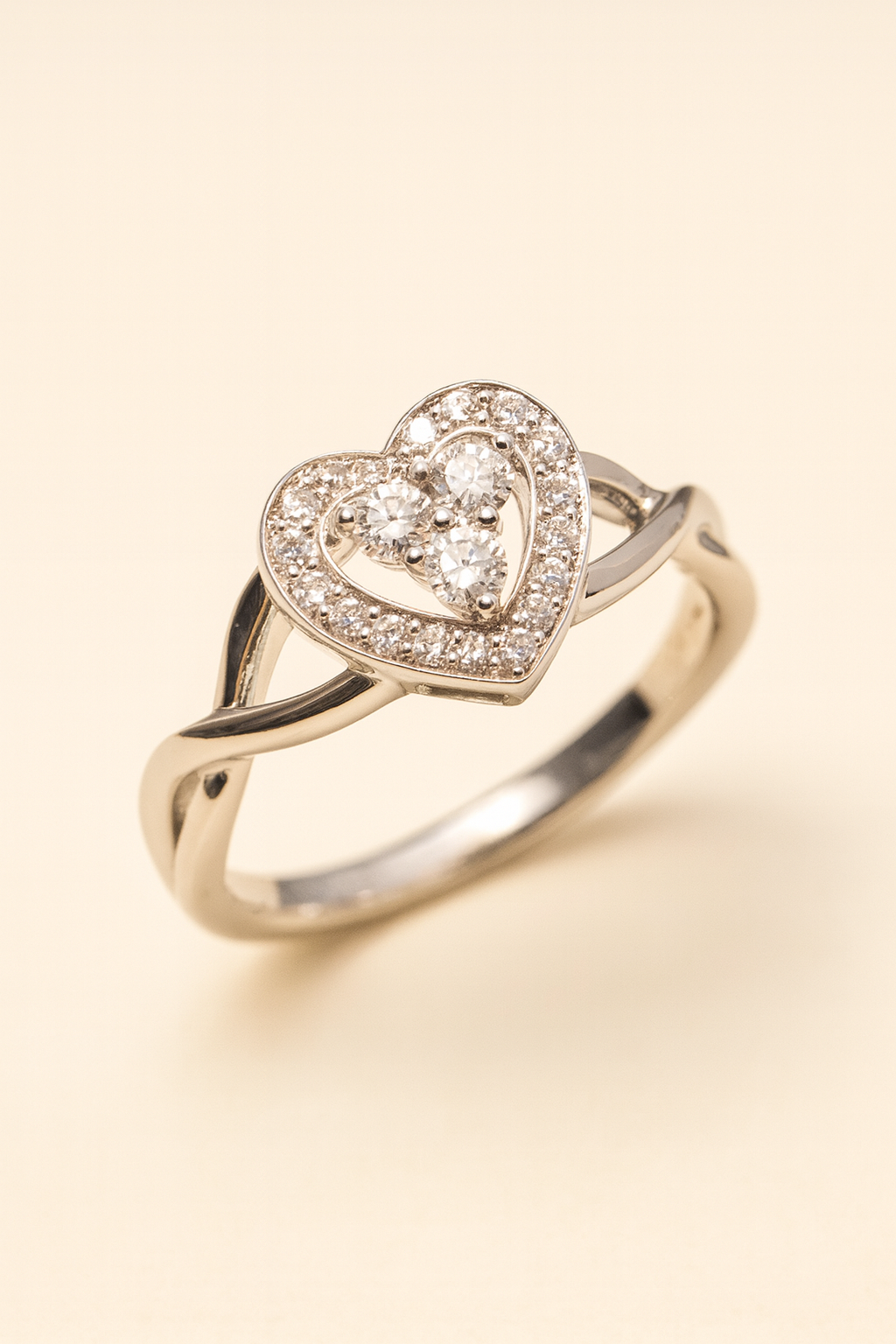 Augusta Heart- Shaped 18K White Gold Diamond Ring