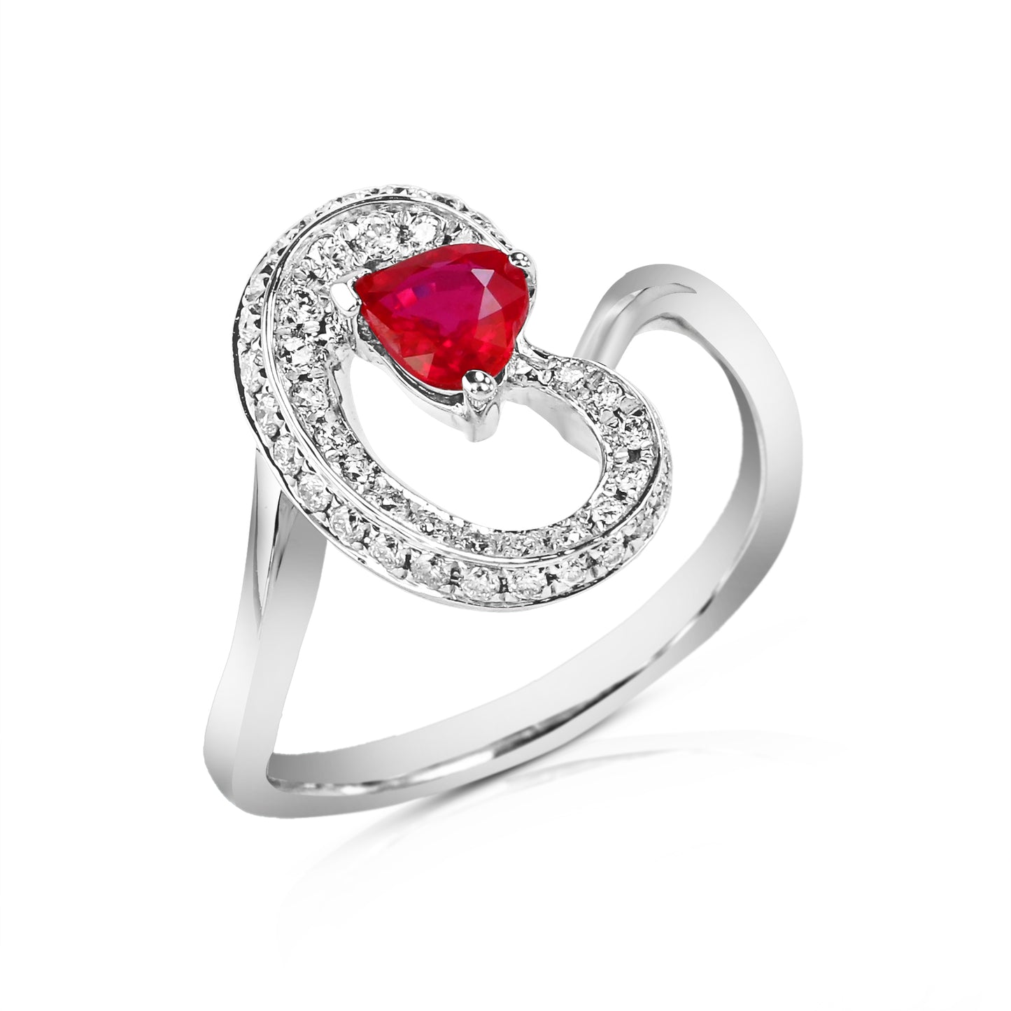 Bianca 18K Romantic White Gold Ruby & Diamond Ring