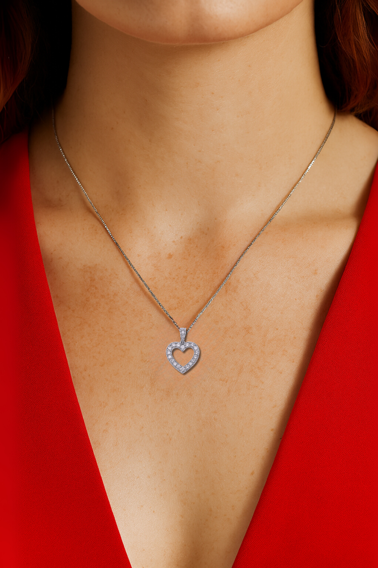 Camila Diamond Heart Pendant in 18K White Gold