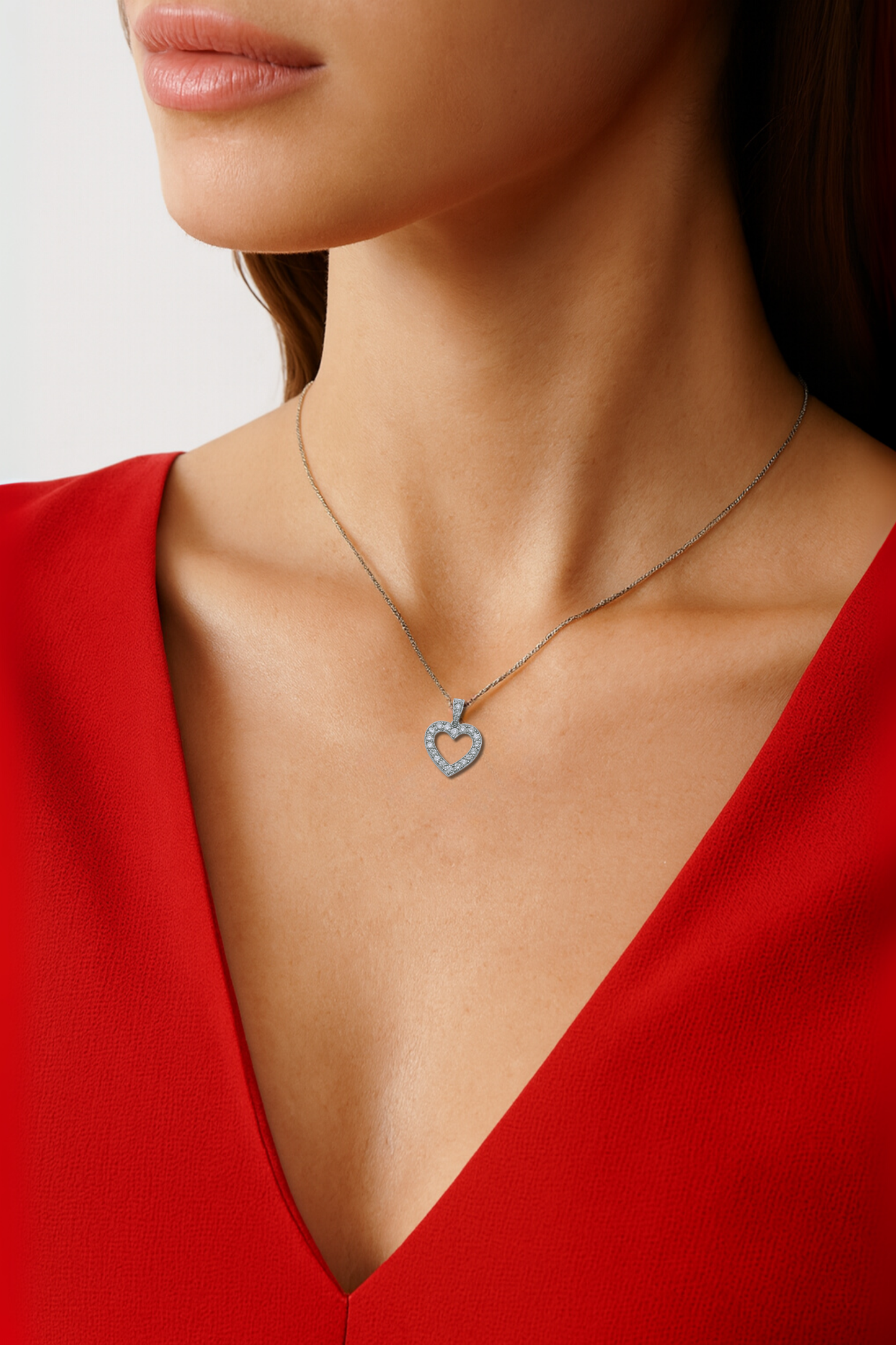 Camila Diamond Heart Pendant in 18K White Gold