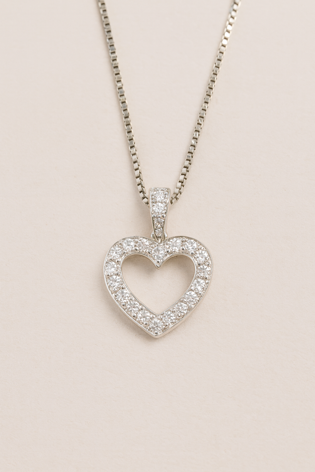 Camila Diamond Heart Pendant in 18K White Gold