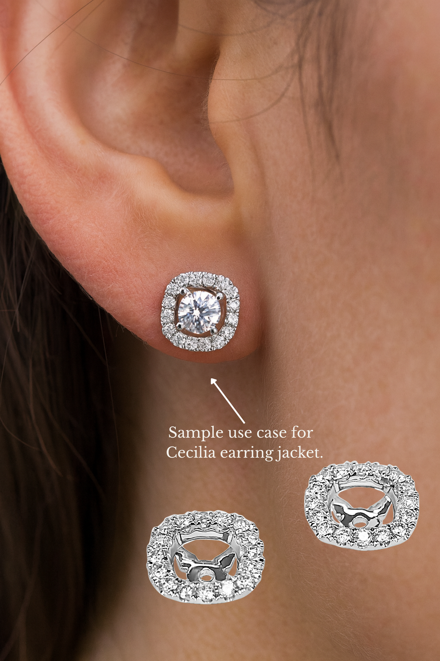 Cecilia Diamond Encrusted Earring Jackets (Halo Style)