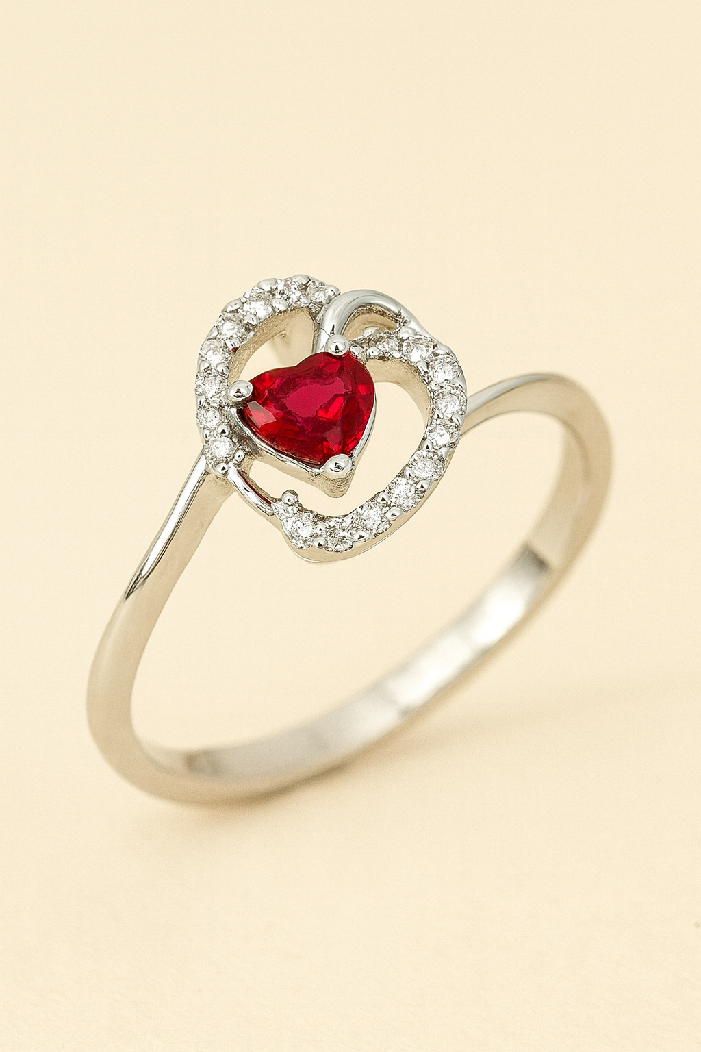Clara 18K White Gold Ruby & Diamond Ring