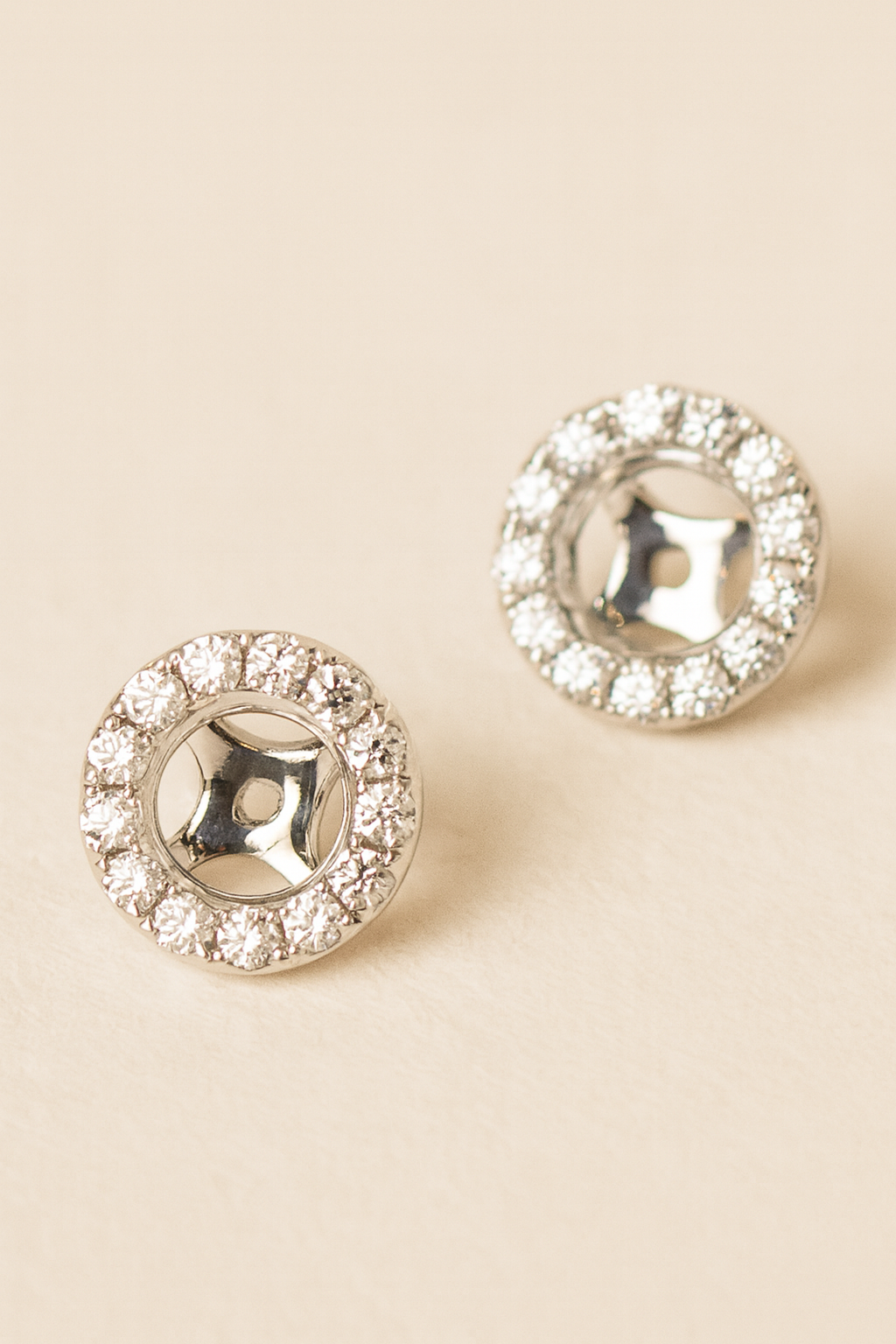 Clarisse Diamond Encrusted 18K White Gold Earring Jackets (Halo Style)