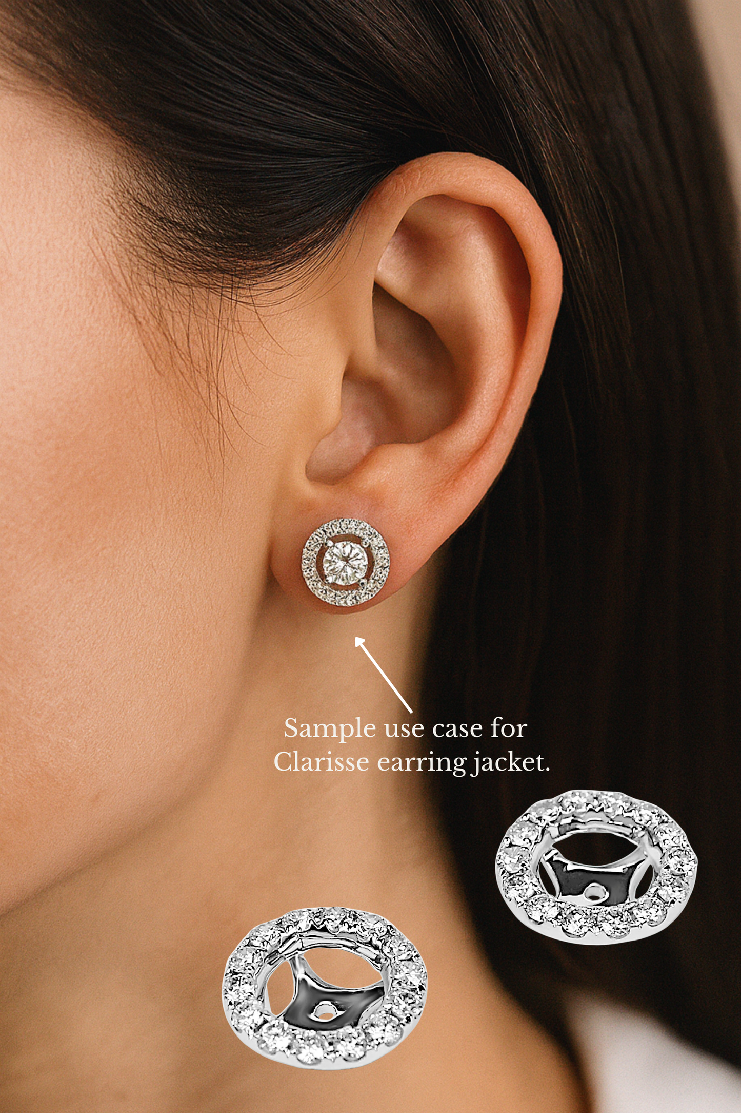 Clarisse Diamond Encrusted 18K White Gold Earring Jackets (Halo Style)
