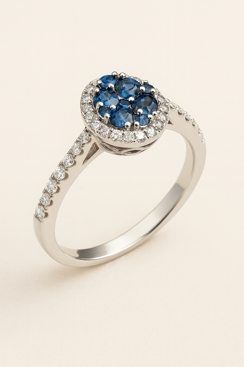 Diana 18K White Gold Sapphire and Diamond Ring