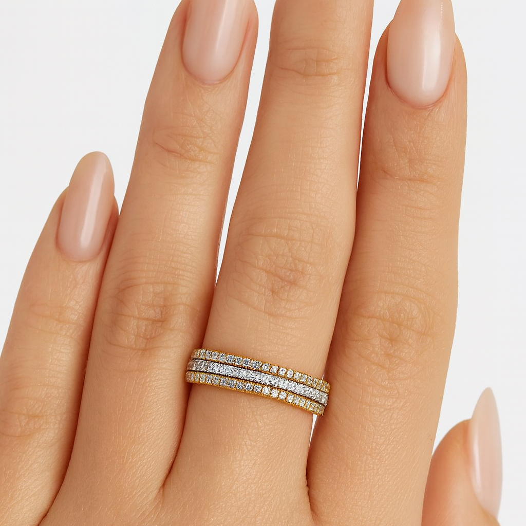 Divina Diamond Paved 3-Piece Gold Ring