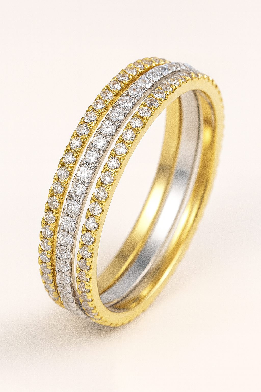 Divina Diamond Paved 3-Piece Gold Ring