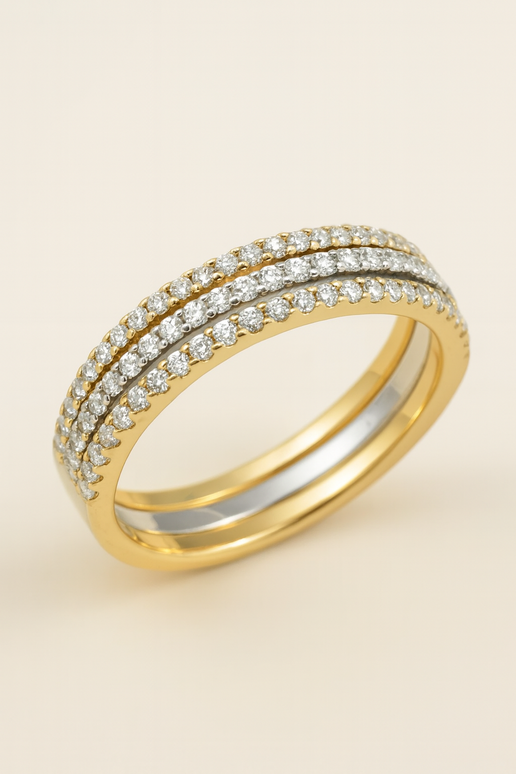 Divina Diamond Paved 3-Piece Gold Ring