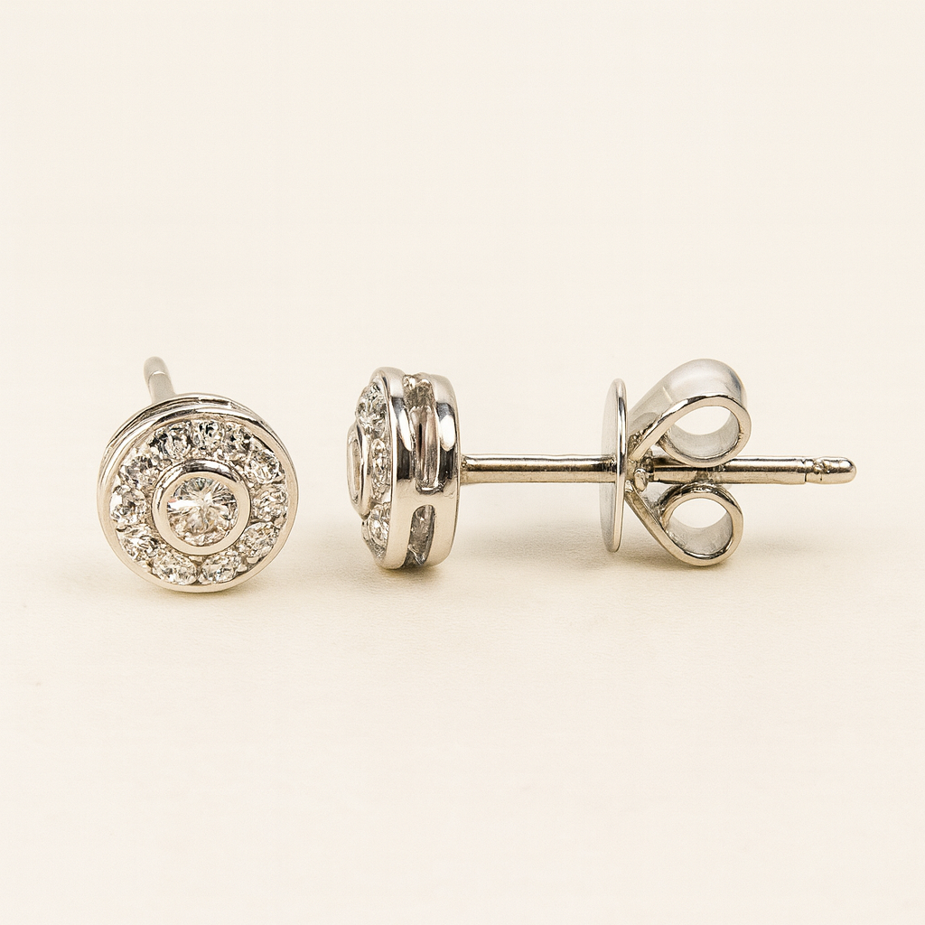 Emilia Diamond Encrusted 18K White Gold Stud Earrings