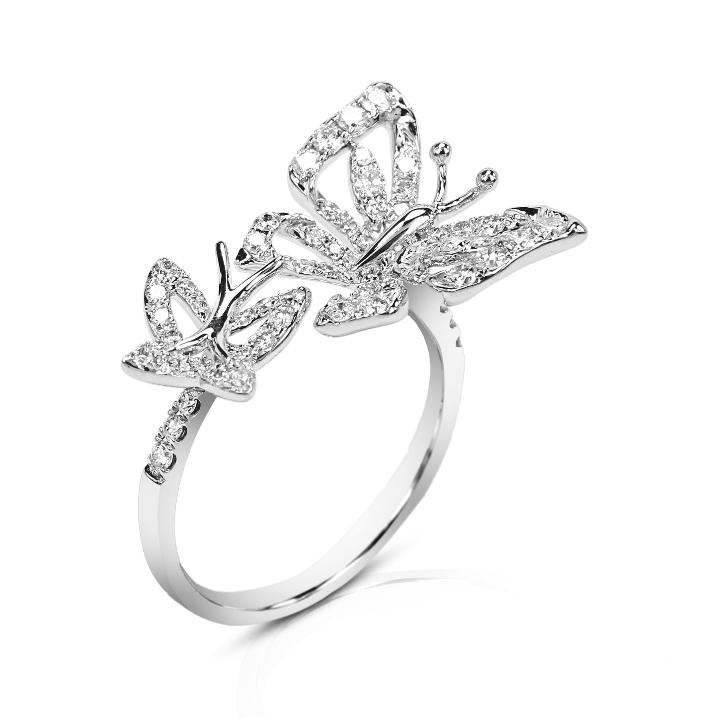 Esme 18K White Gold Diamond Butterfly Ring