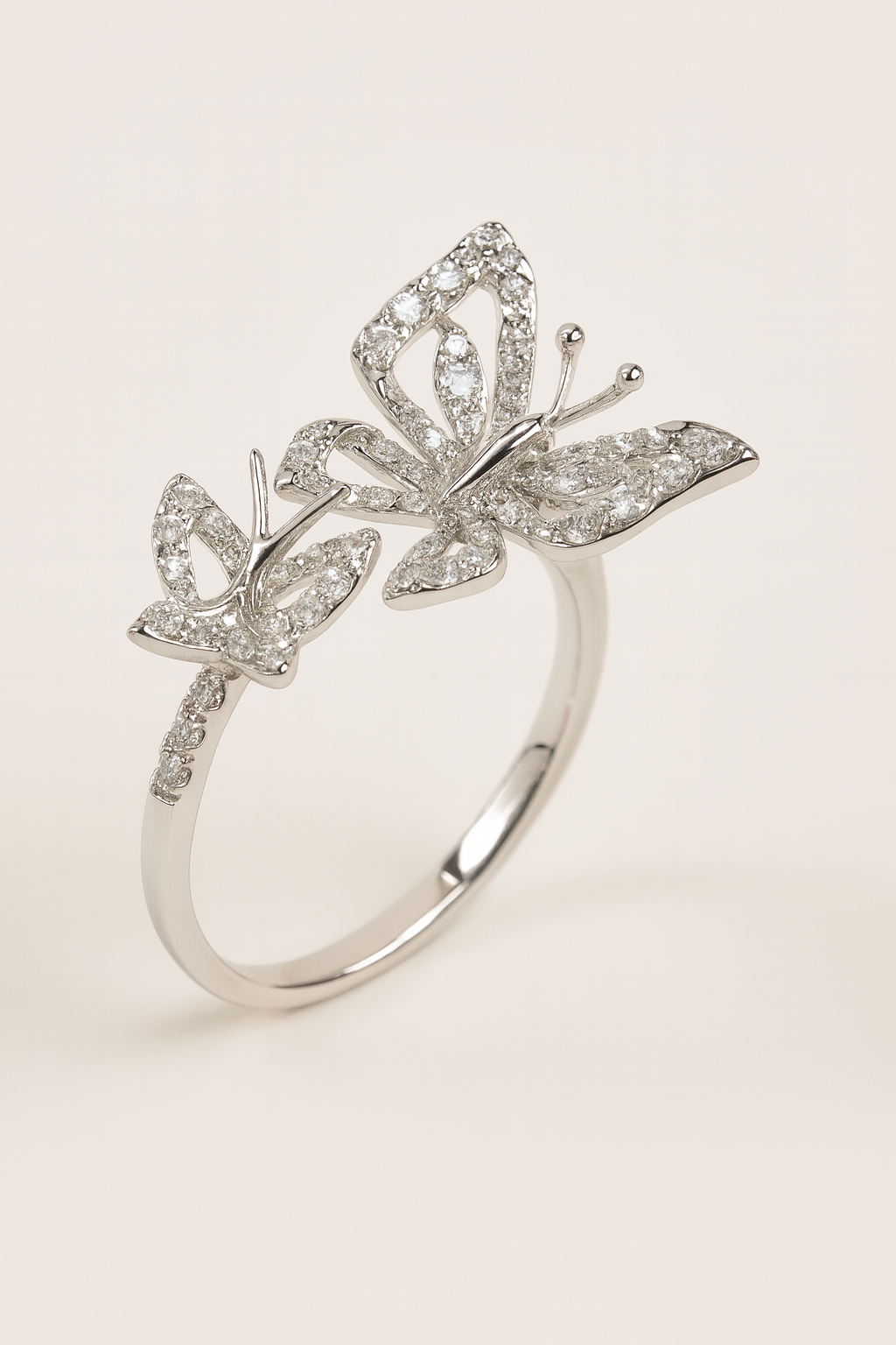 Esme 18K White Gold Diamond Butterfly Ring