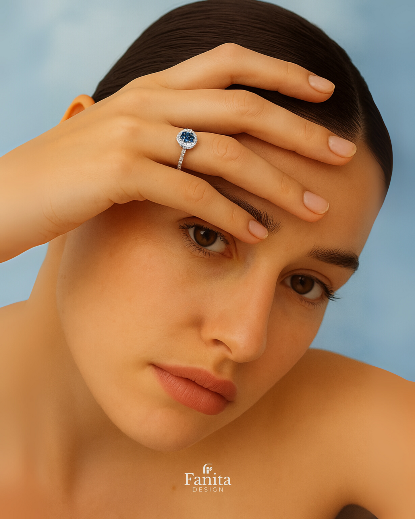 Diana 18K White Gold Sapphire and Diamond Ring