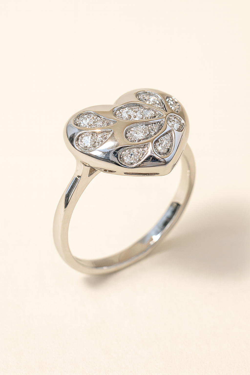 Georgina Heart-Shaped 18K White Gold Diamond Encrusted Ring