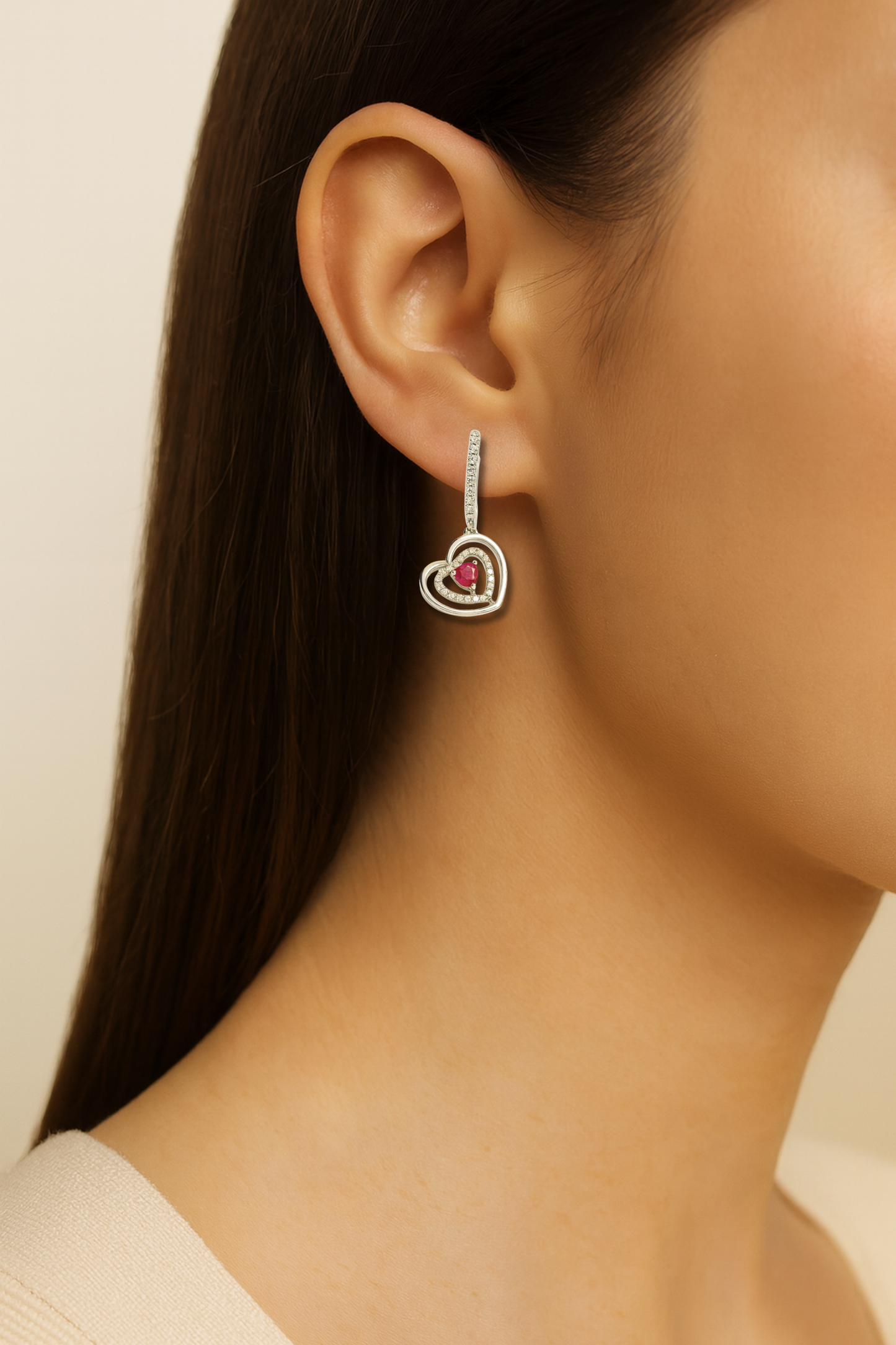 Gilda Ruby Heart Earrings