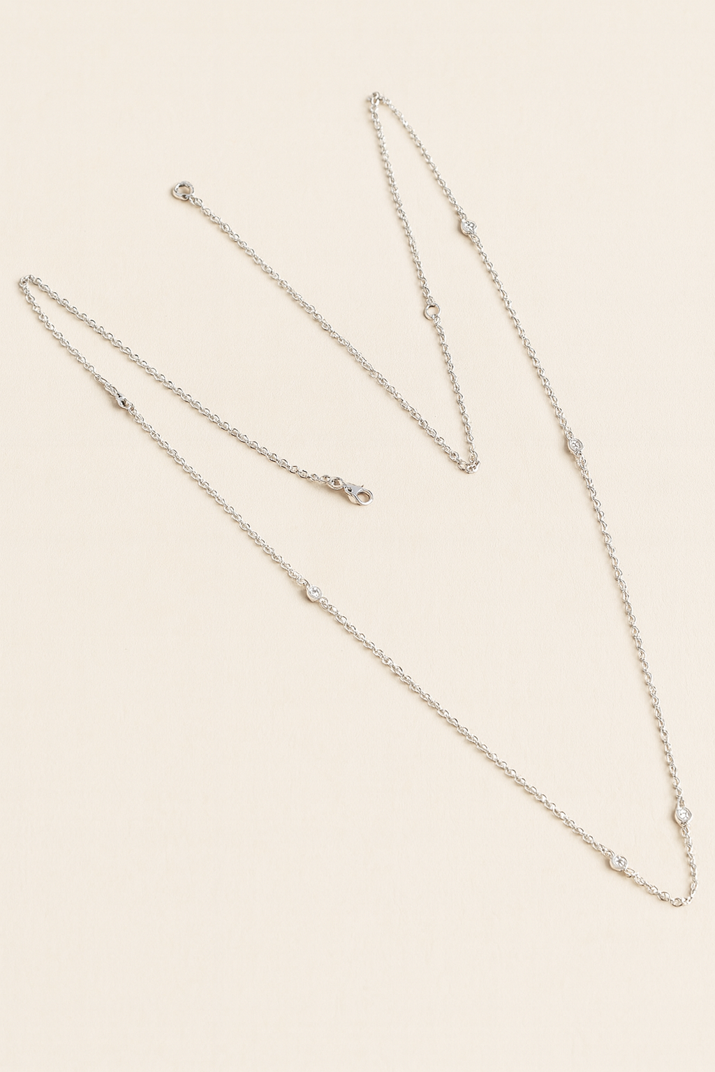 Isabelle 18K White Gold Dainty Necklace with Diamond Accents