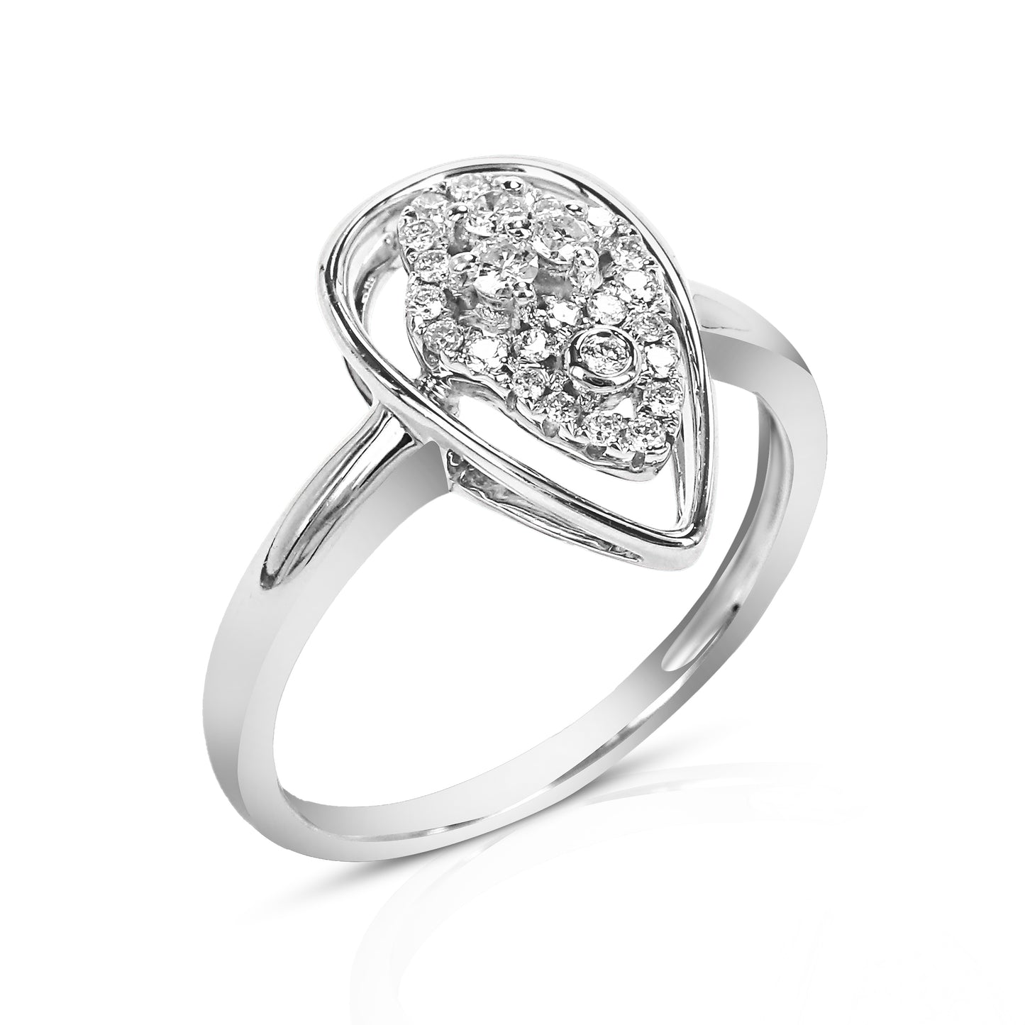 Isolde Tear Drop 18K White Gold Diamond Ring