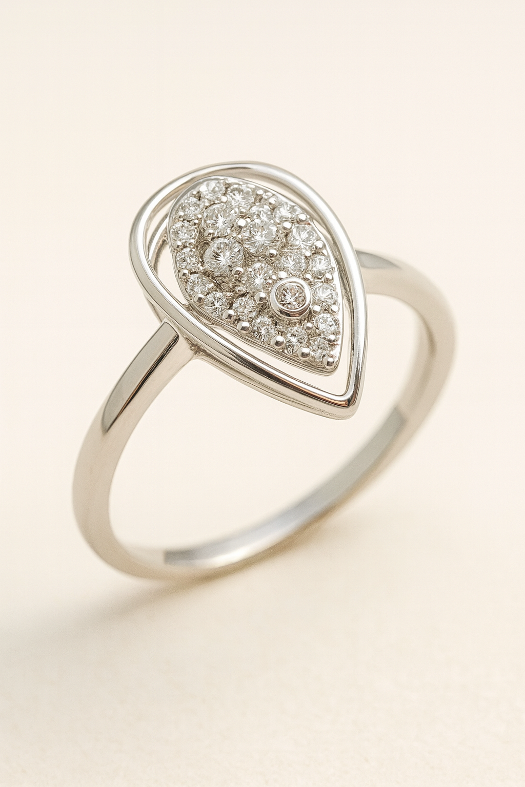 Isolde Tear Drop 18K White Gold Diamond Ring