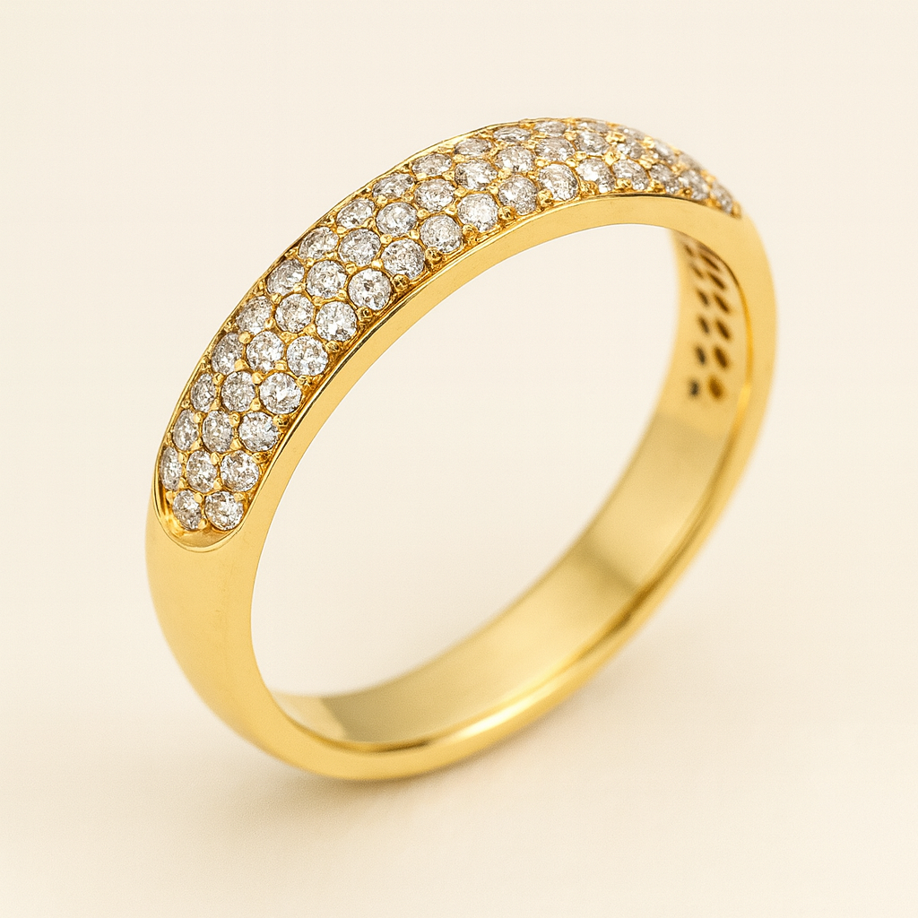 Juliet Diamond Encrusted 18K Pure Gold Ring