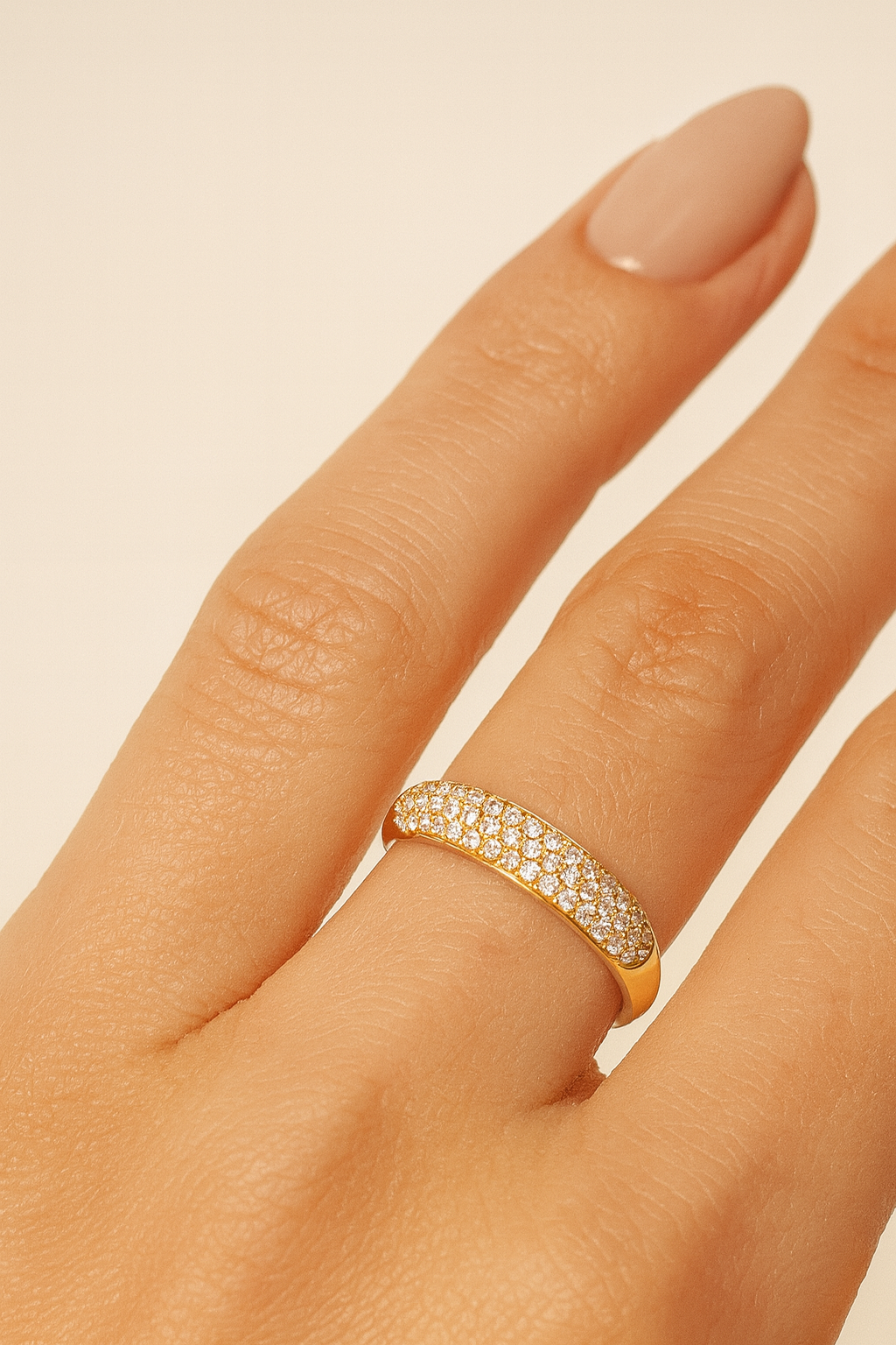 Juliet Diamond Encrusted 18K Pure Gold Ring