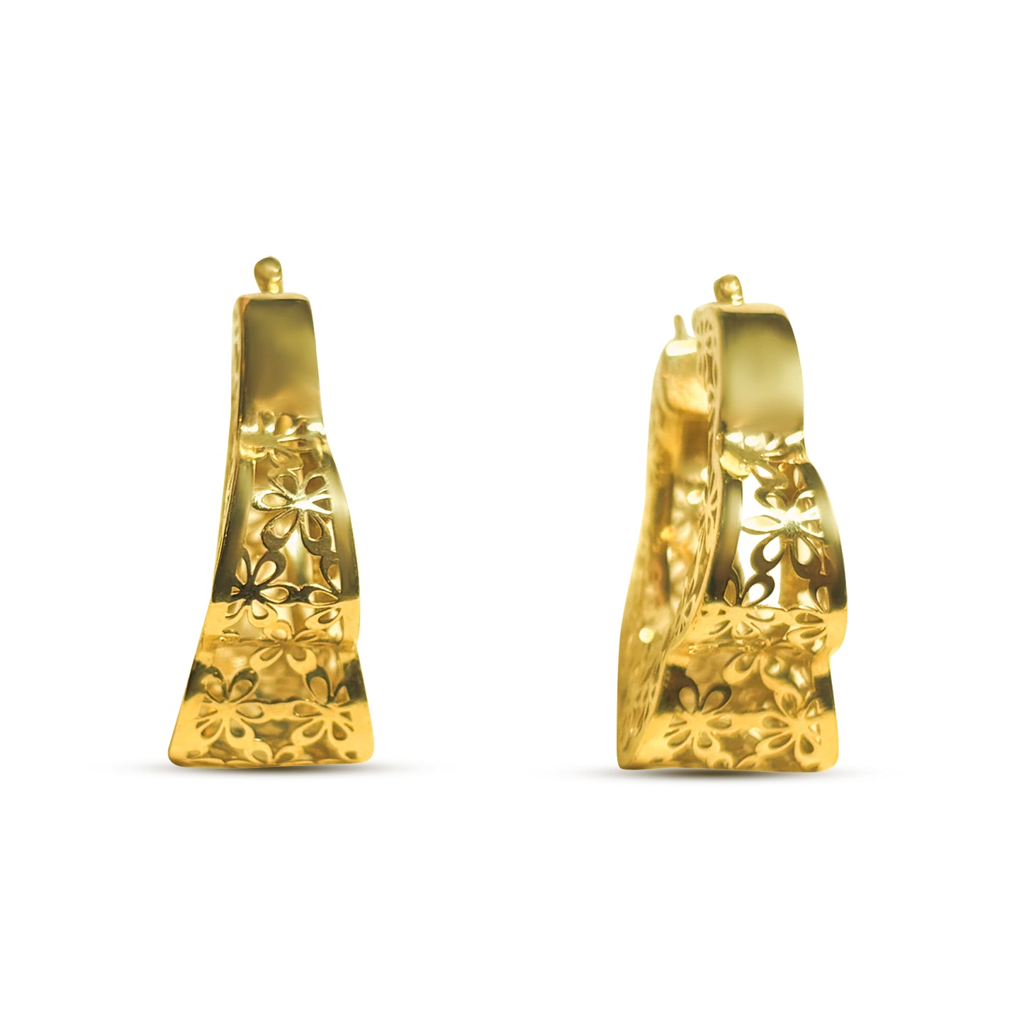 Leah Elegant Floral Gold Hoop Earrings