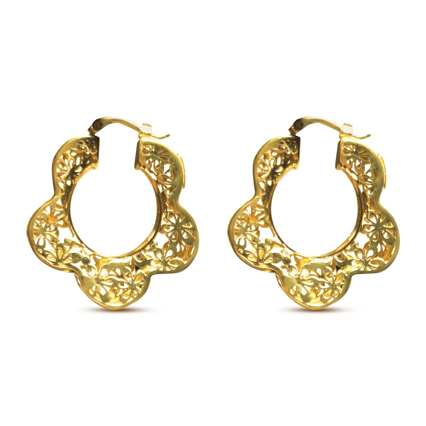 Leah Elegant Floral Gold Hoop Earrings