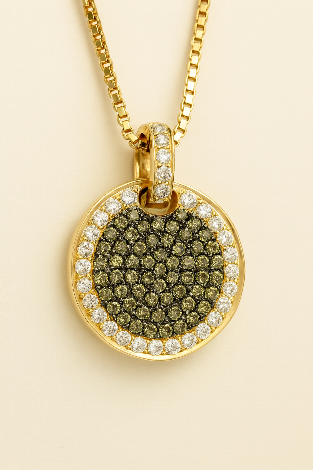 Lucille White and Brown Diamond Encrusted Pendant in 18K Rose Gold
