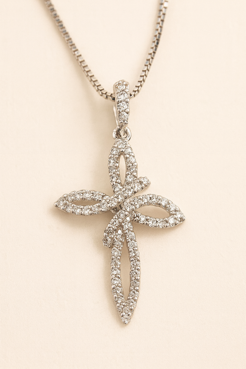 Lysandra Diamond Encrusted Cross Pendant in 18K White Gold