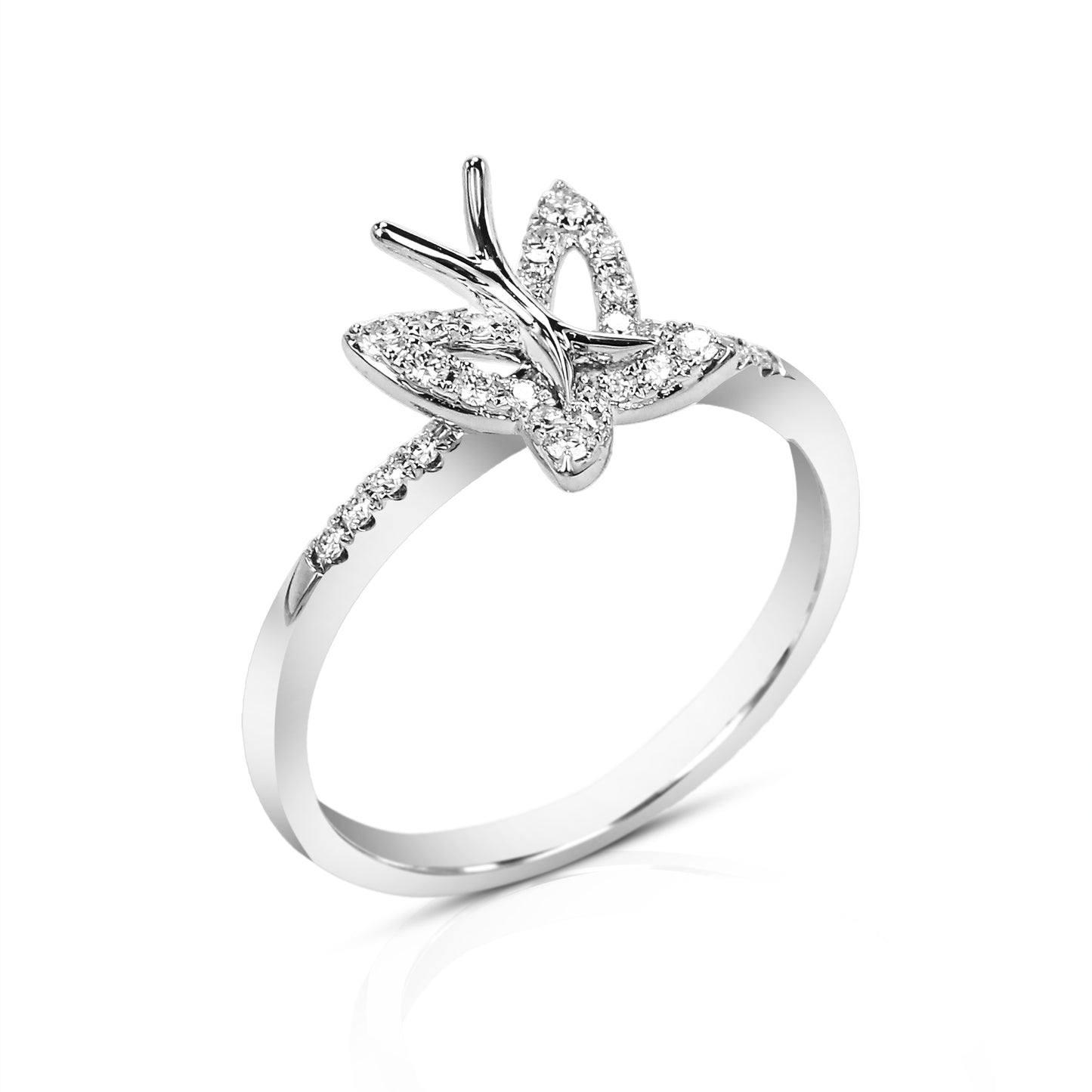 Mallory 18K White Gold Diamond Encrusted Butterfly Ring