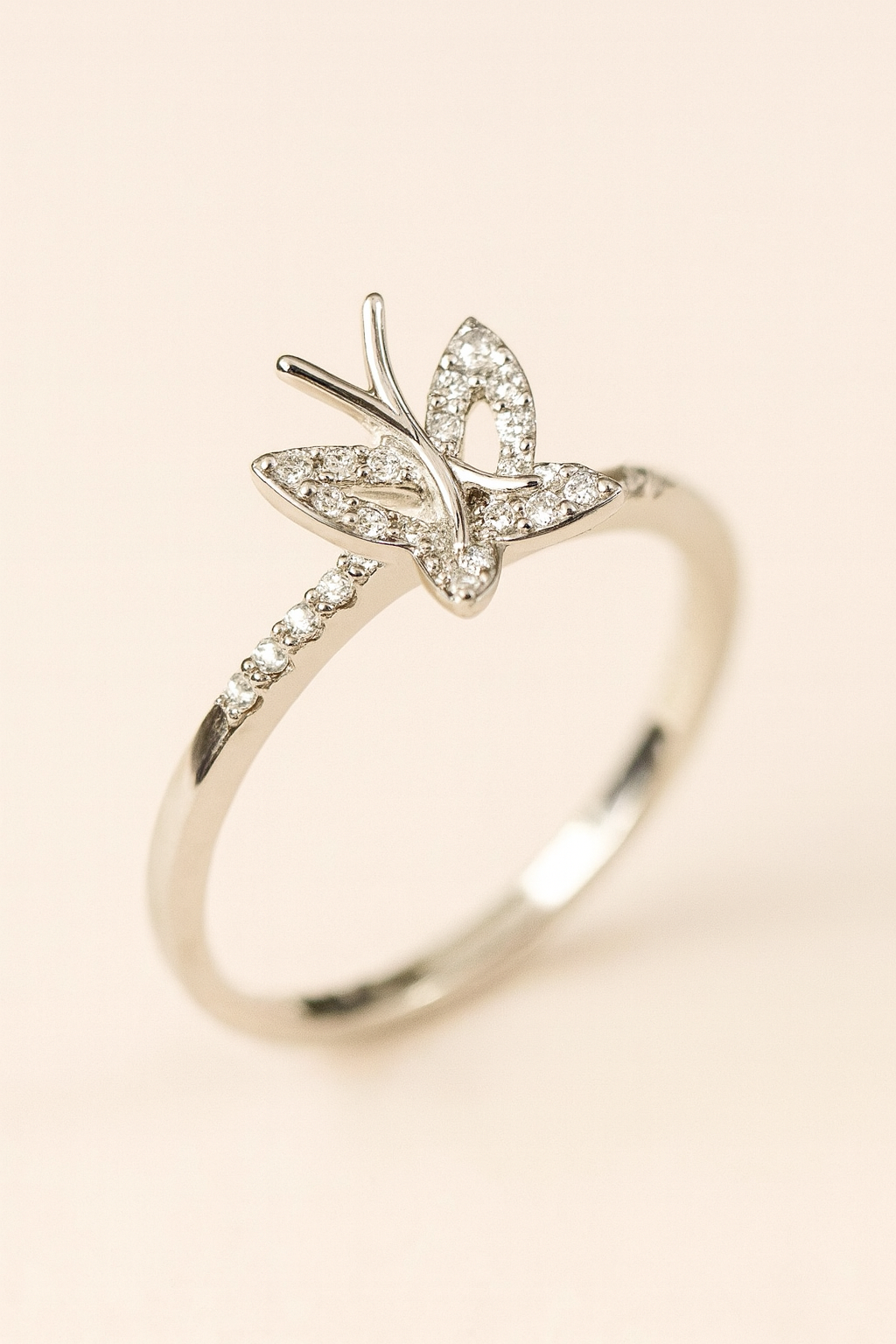 Mallory 18K White Gold Diamond Encrusted Butterfly Ring