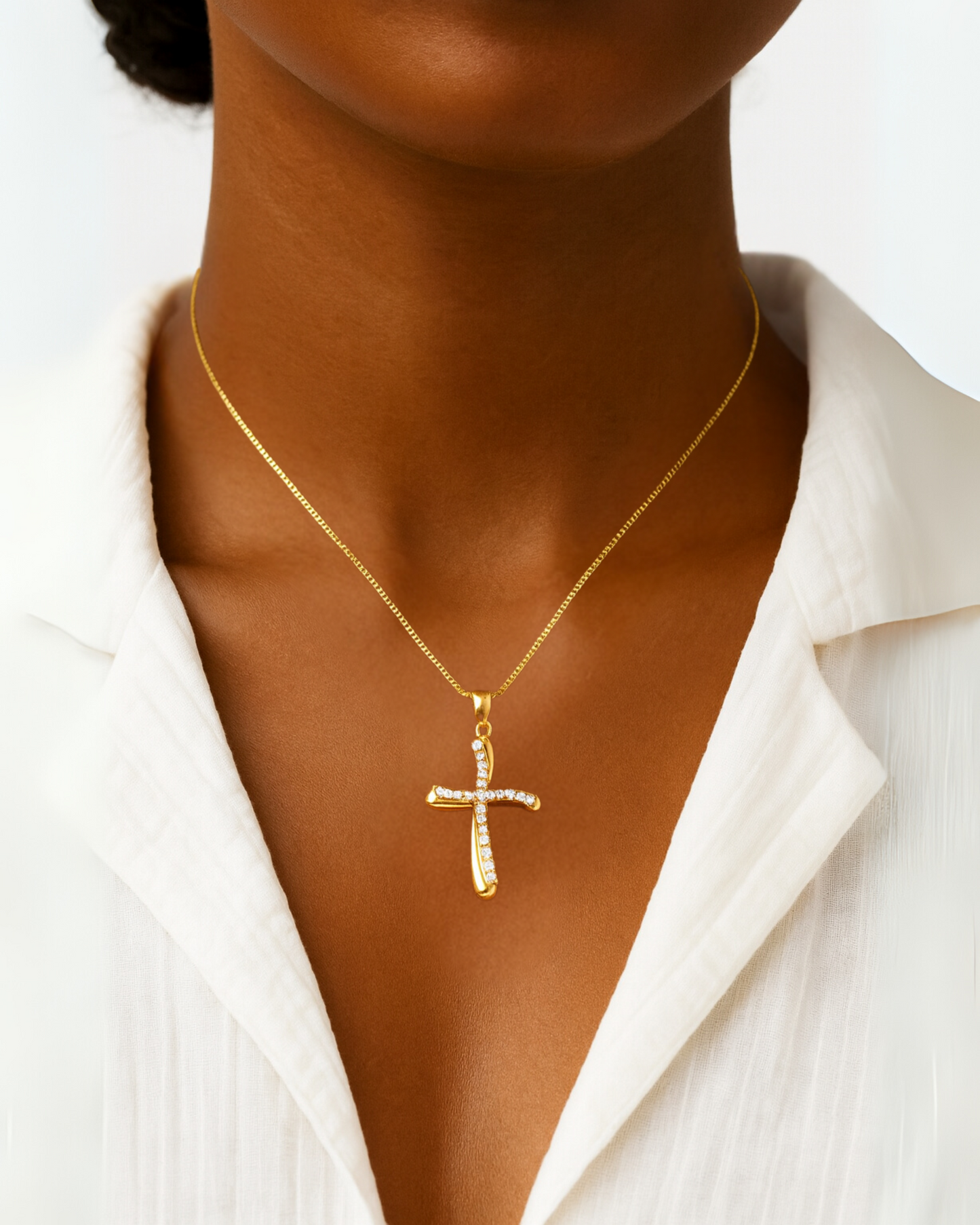 Marcella Diamond Encrusted Cross Pendant in 18K Rose Gold