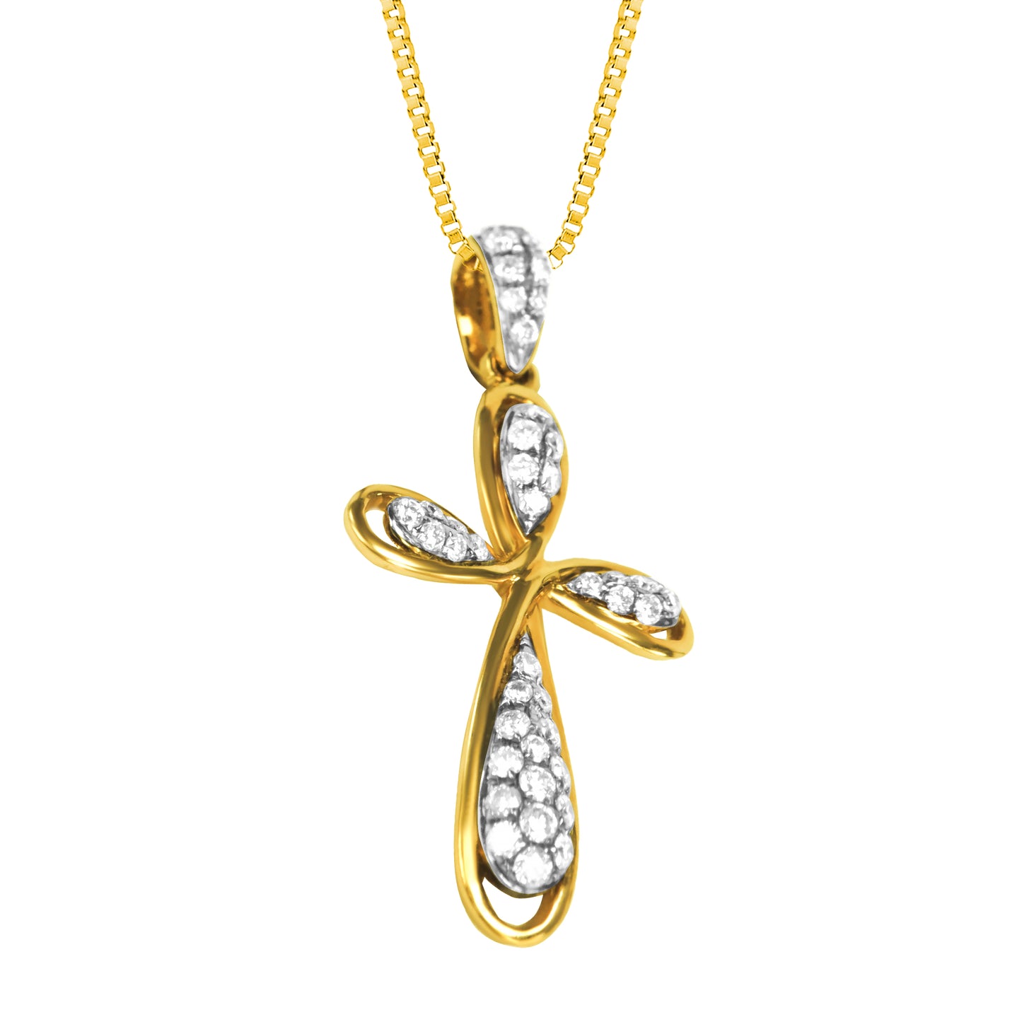 Marianne Diamond Encrusted Cross Pendant in 18K Rose Gold
