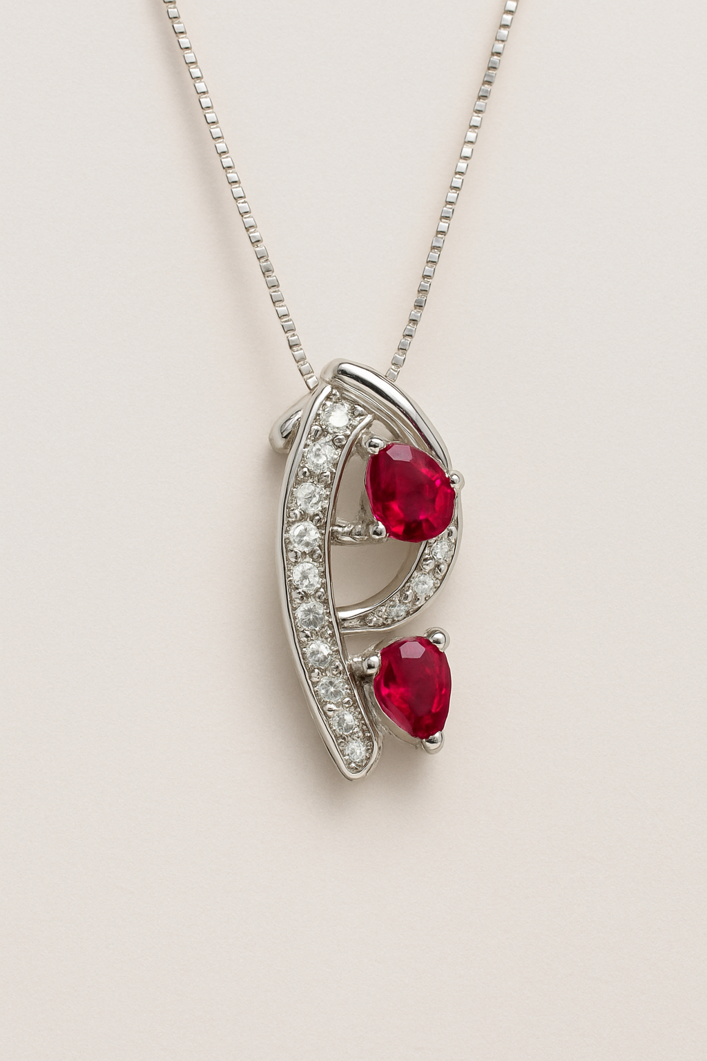 Penelope Rubies and Diamond Adorned Pendant in 18K White Gold