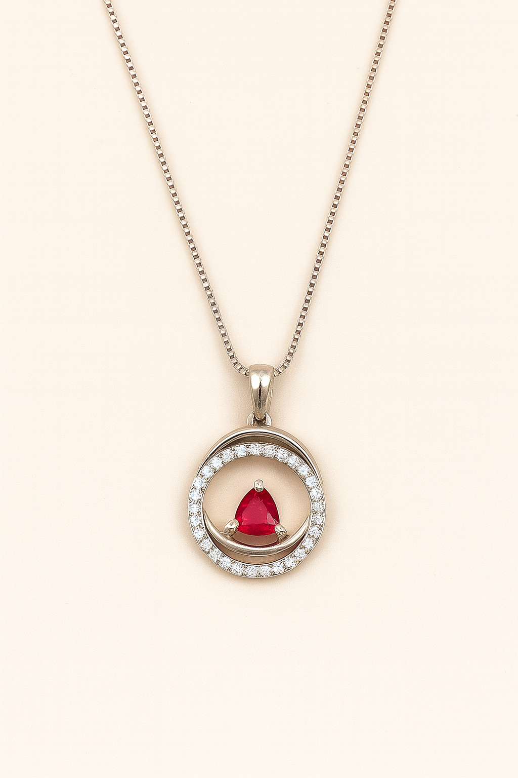 Philippa Ruby and Diamond Adorned Pendant in 18K White Gold
