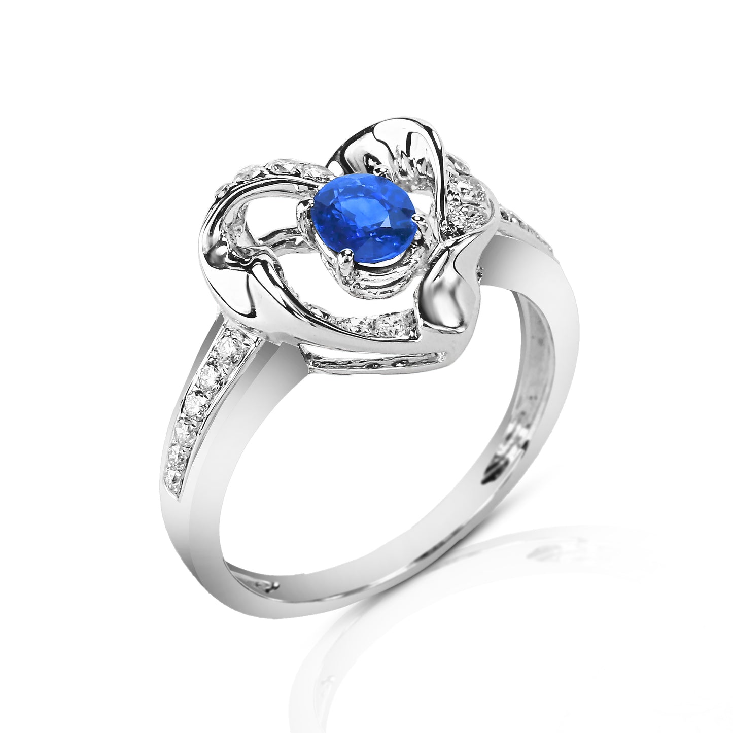Pia 18K White Gold Sapphire and Diamond Ring